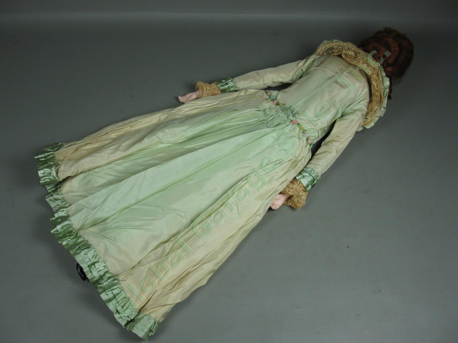 Vtg Antique Circa 1920s Boudoir Bed Doll 30" Inch Redhead Original Lace Dress NR 12