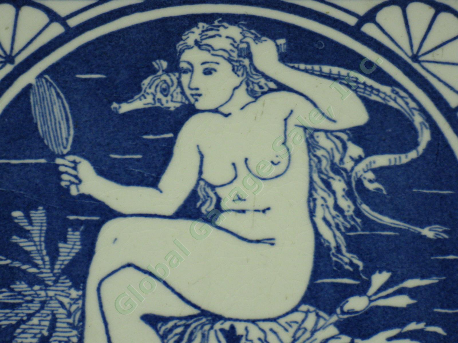 Antique 1800s Mintons China Works Stoke On Trent Ceramic Pottery Tile Nude Woman 1