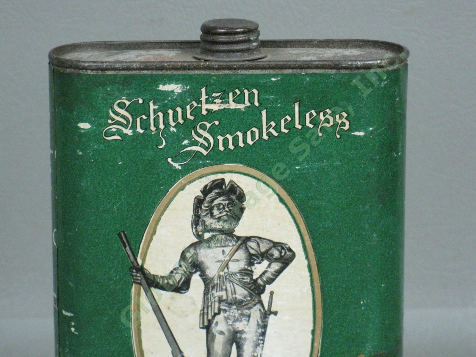 Rare Vtg Antique Dupont Schuetzen Smokeless 8 Ounce Black Powder Gunpowder Tin 1