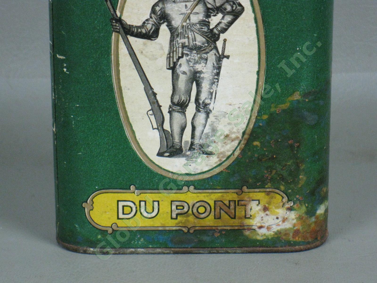 Rare Vtg Antique Dupont Schuetzen Smokeless 8 Ounce Black Powder Gunpowder Tin 2