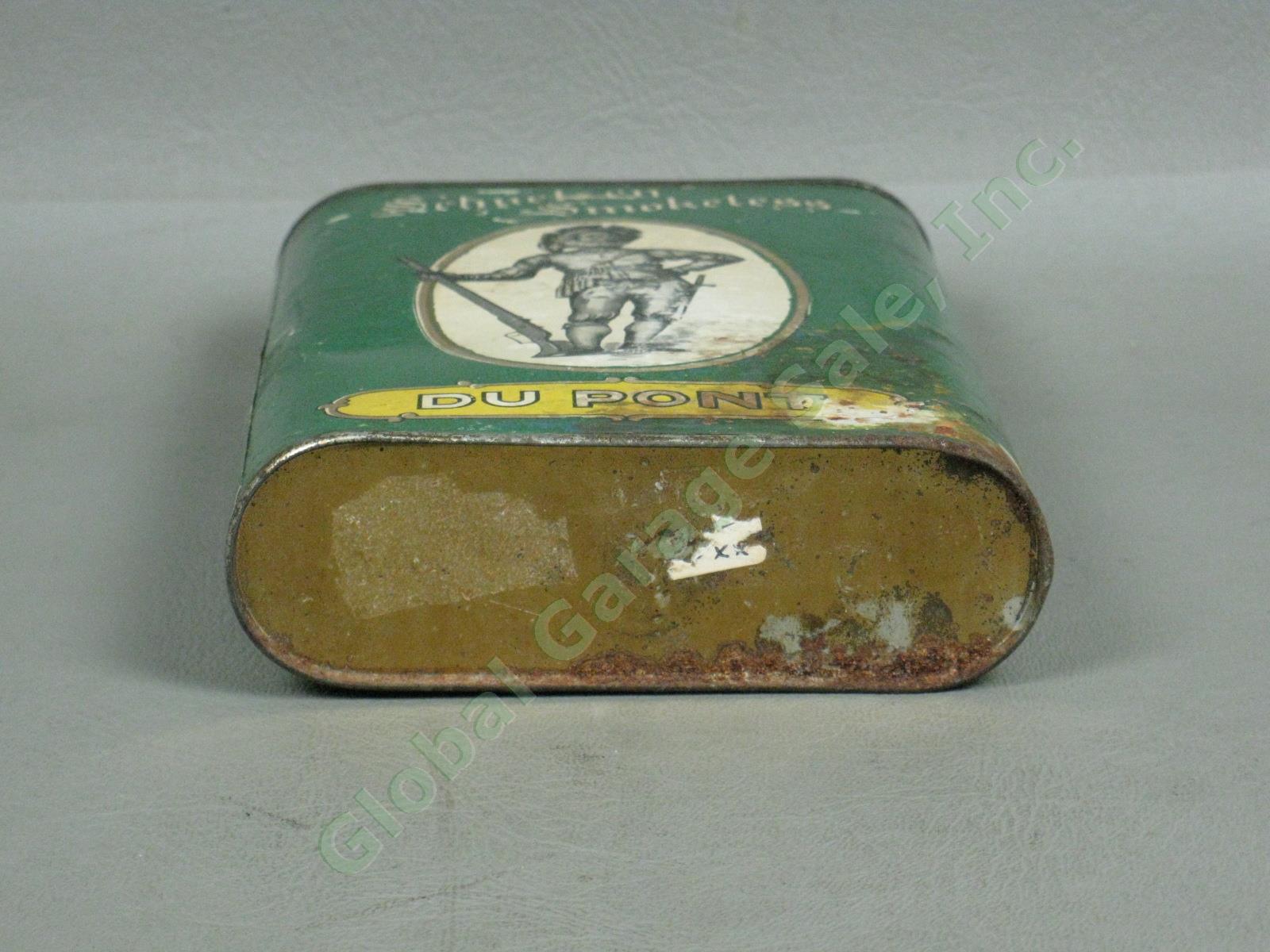 Rare Vtg Antique Dupont Schuetzen Smokeless 8 Ounce Black Powder Gunpowder Tin 9