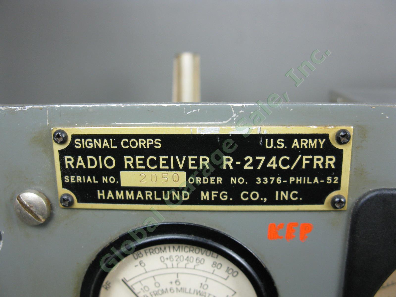 Hammarlund SP-600-JX-26 US Army Signal Corps R-274C/FRR HF Tube Radio Receiver 2