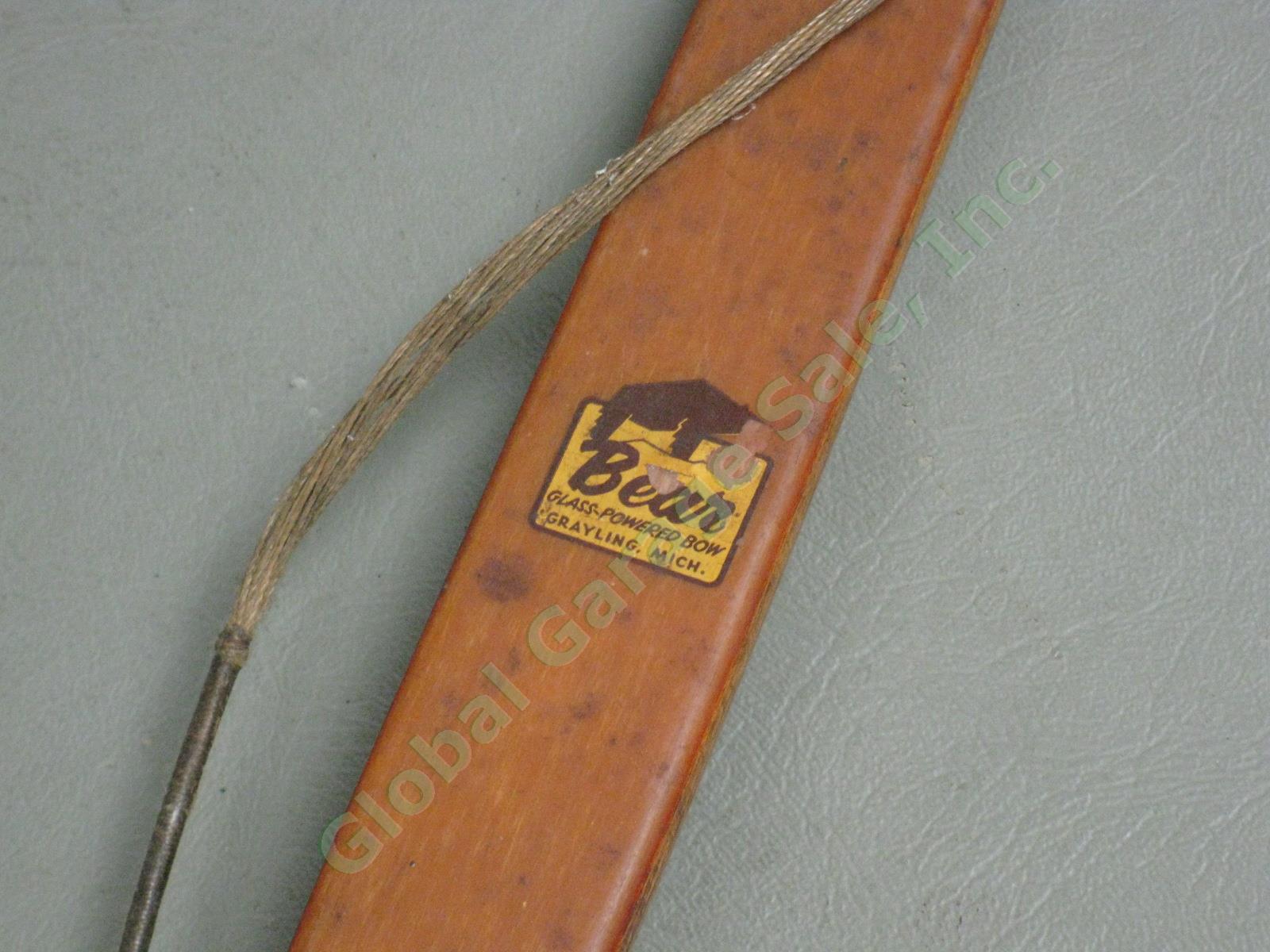 Vtg 1950s Fred Bear Grizzly Static Limb RH Recurve Archery Bow Longbow 62" 50# 1