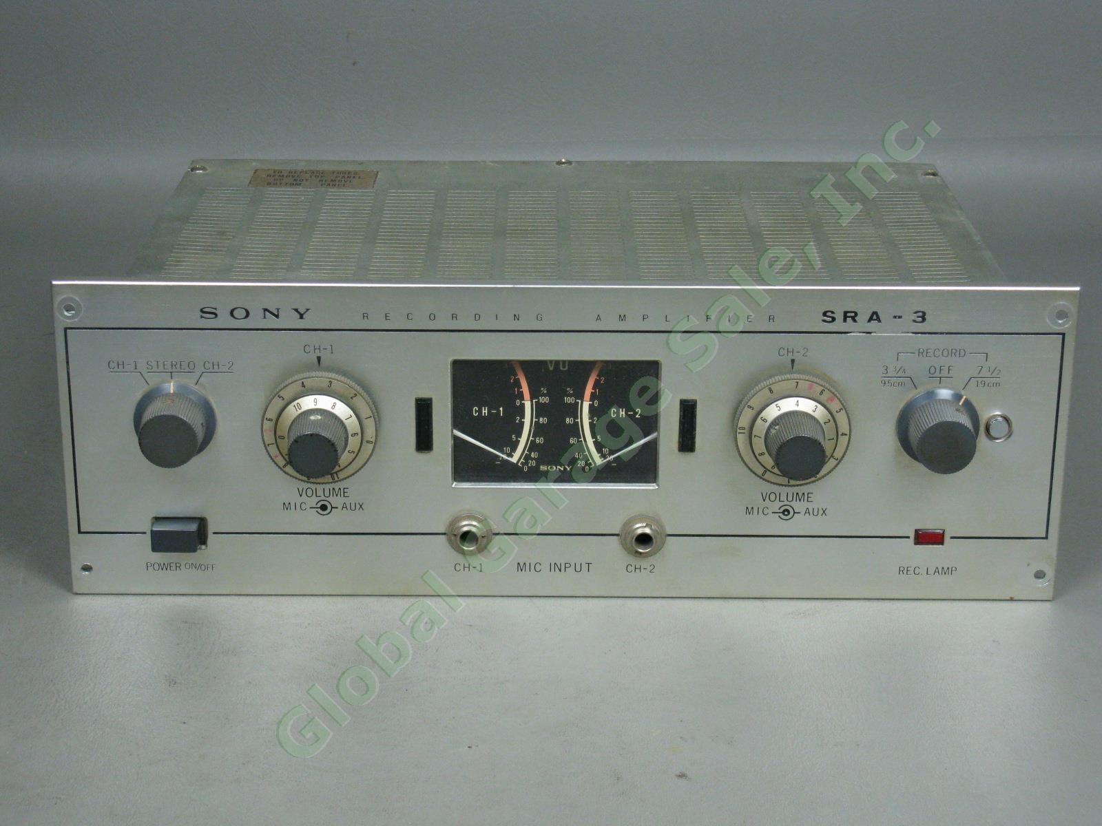 Vintage Sony SRA-3 Tube Amplifier Stereophonic Recording Amp No Reserve Price!