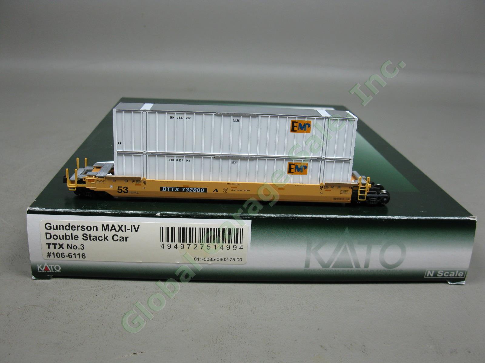Kato Gunderson MAXI-IV Double Stack Car TTX No 3 106-6116 N Scale Containers NR 1