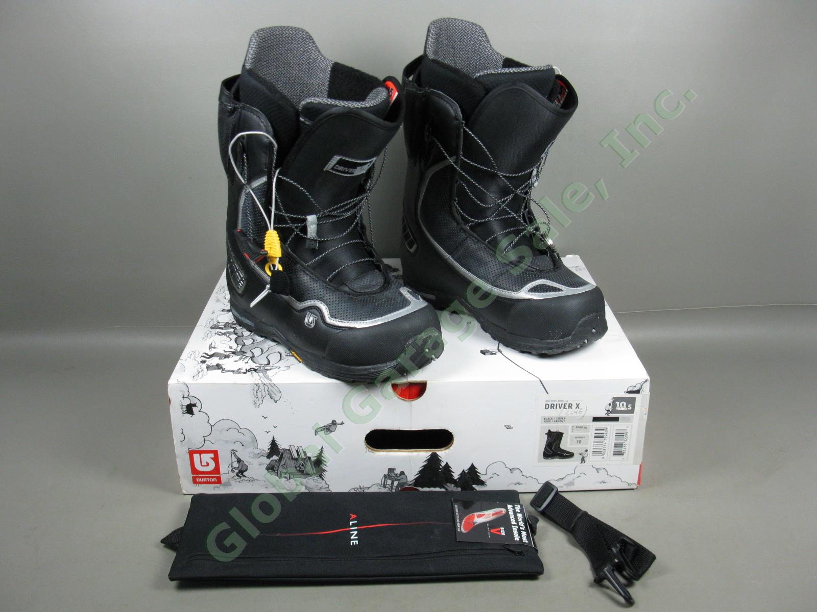 Mens Black/Silver Burton Driver X Snowboard Boots 10.5 W/ Box +$60 Aline Insoles