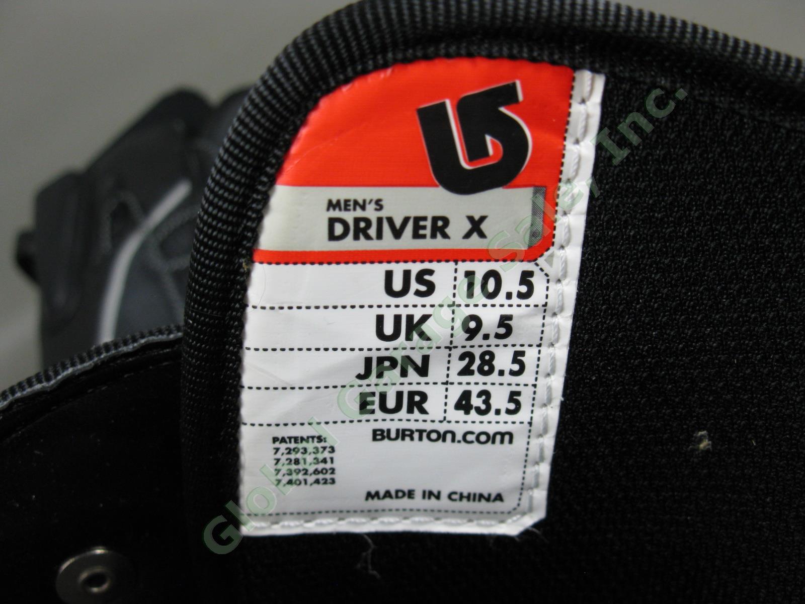 Mens Black/Silver Burton Driver X Snowboard Boots 10.5 W/ Box +$60 Aline Insoles 8