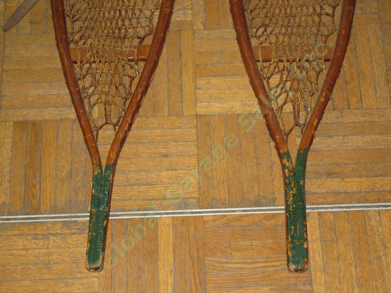 Vtg Antique Lund Hastings Minnesota 10x56 Wooden Frame Leather Binding Snowshoes 5