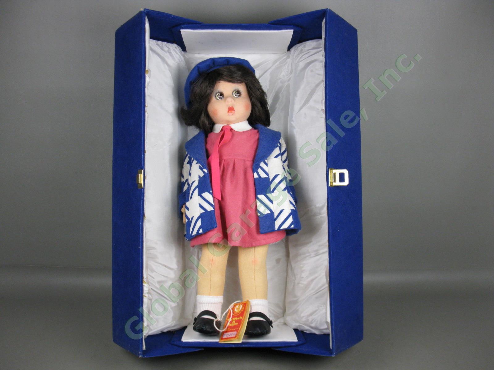Vtg 1980s Lenci 20" Brunette Schoolgirl Felt Doll #918570 W/ Tag + Nice Blue Box