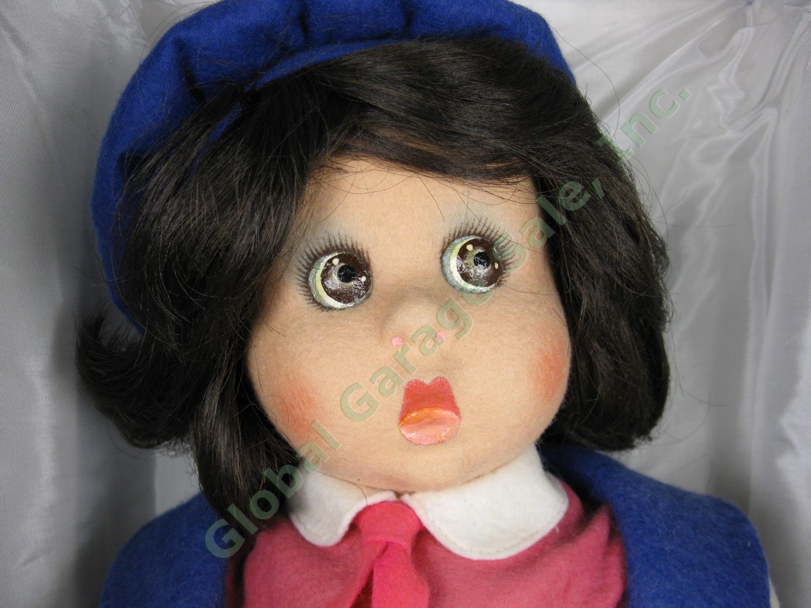 Vtg 1980s Lenci 20" Brunette Schoolgirl Felt Doll #918570 W/ Tag + Nice Blue Box 1