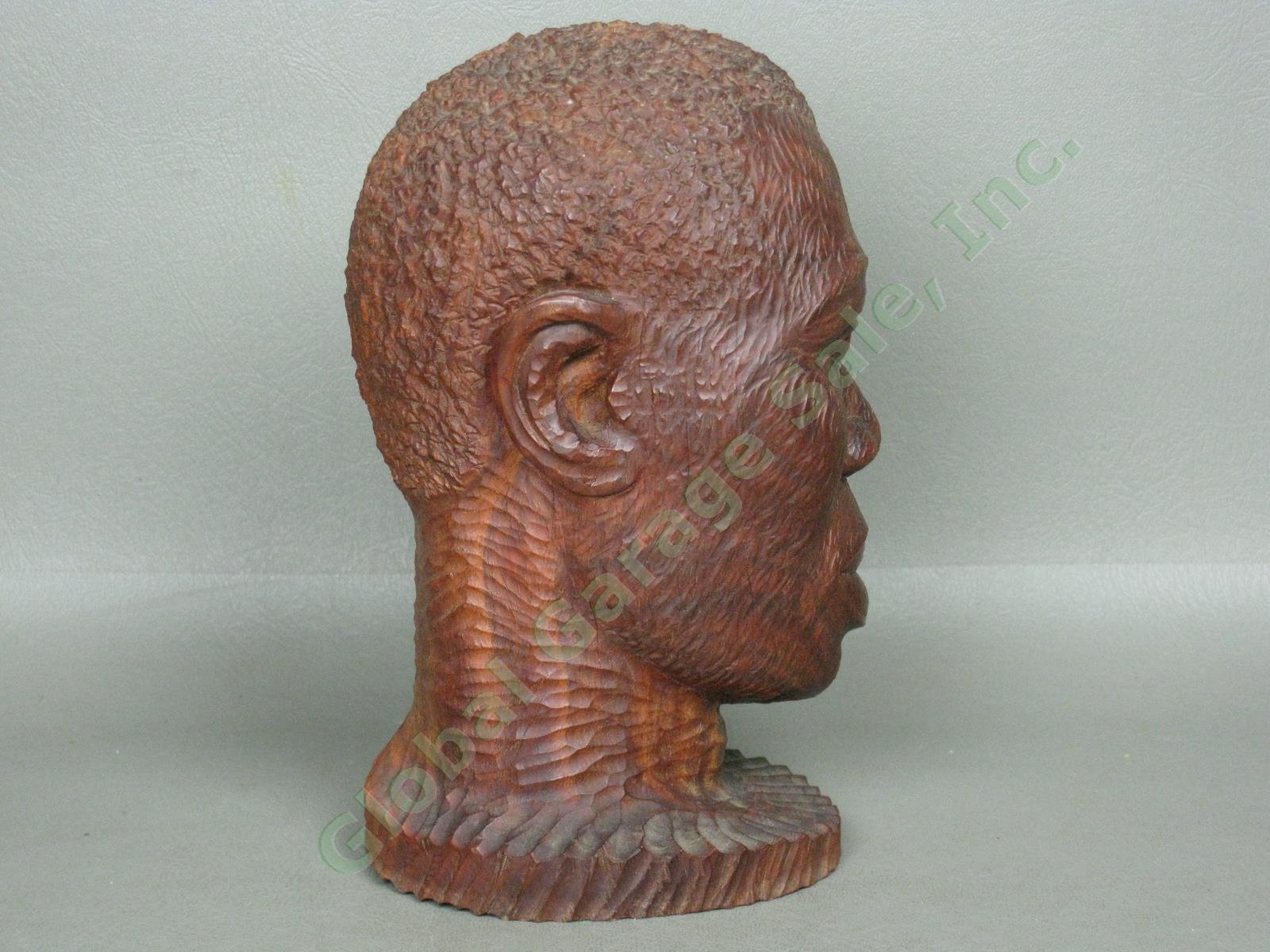 Vtg 1940s Jamaican Jamaica BWI 7" Male Head Bust Wood Carving Signed Lazarus NR! 3