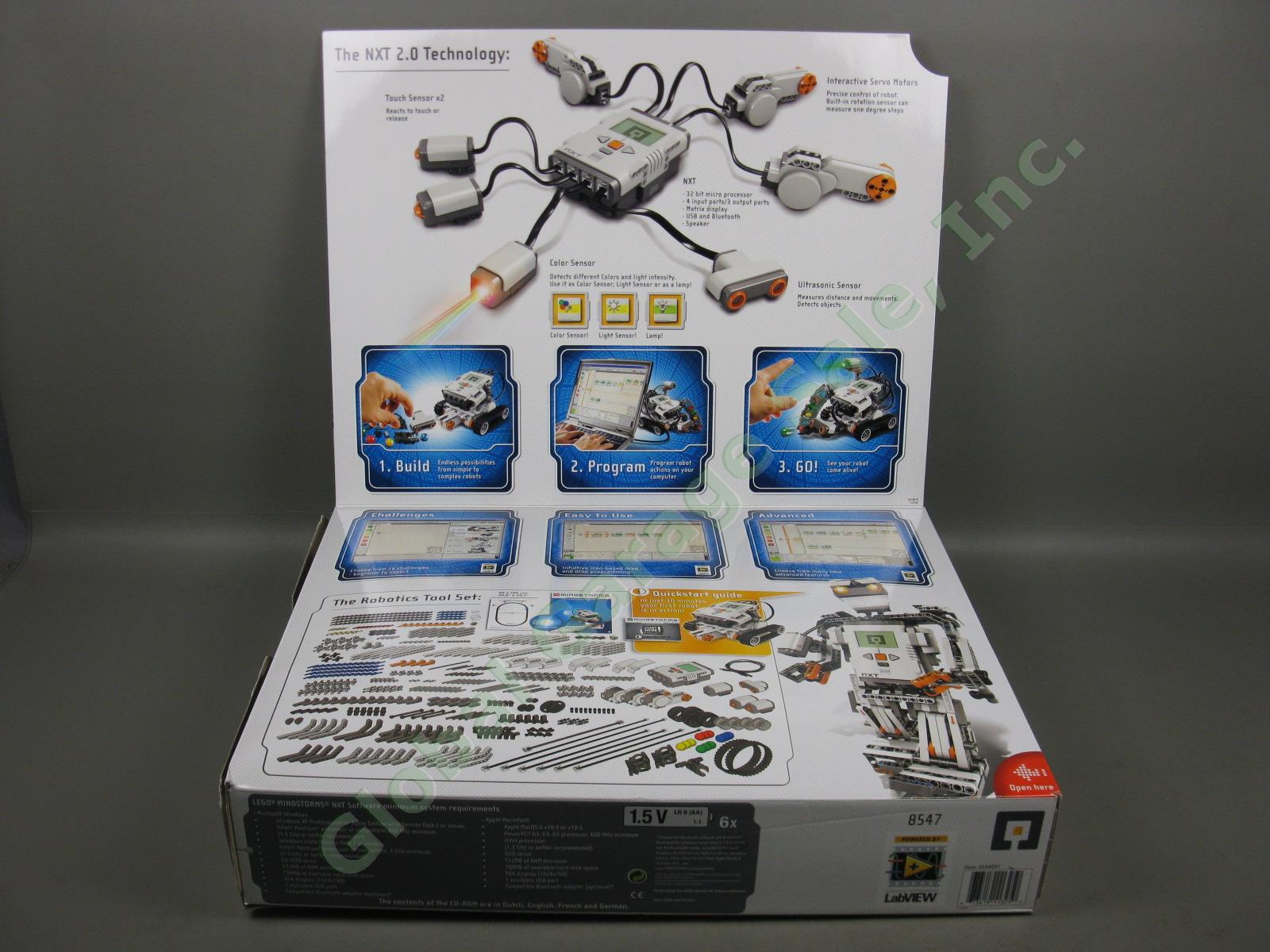 LEGO Mindstorms NXT 2.0 8547 Robot Building Program Set PC/MAC Bluetooth USB 10+ 2