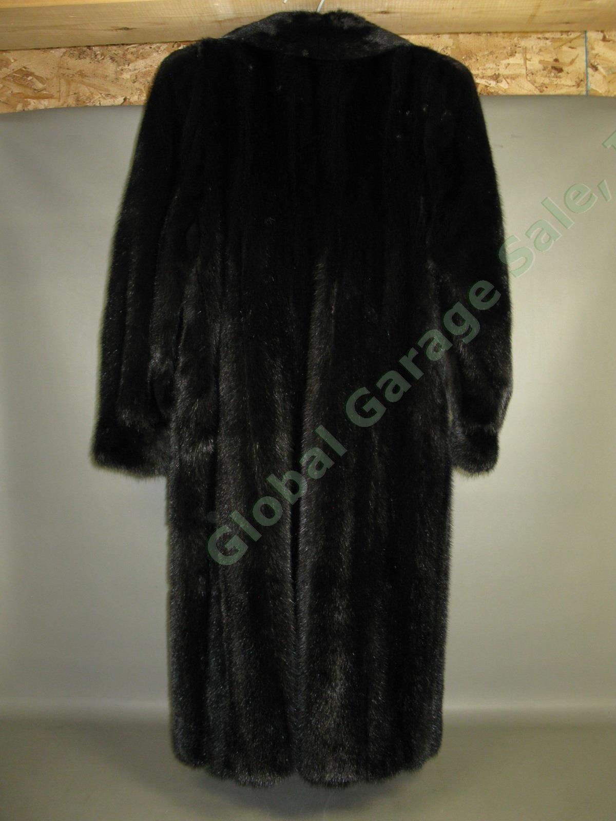 Ladies Womens Vtg Antique Black Mink Fur 3/4 Length Long Warm Winter Coat Size 8 1