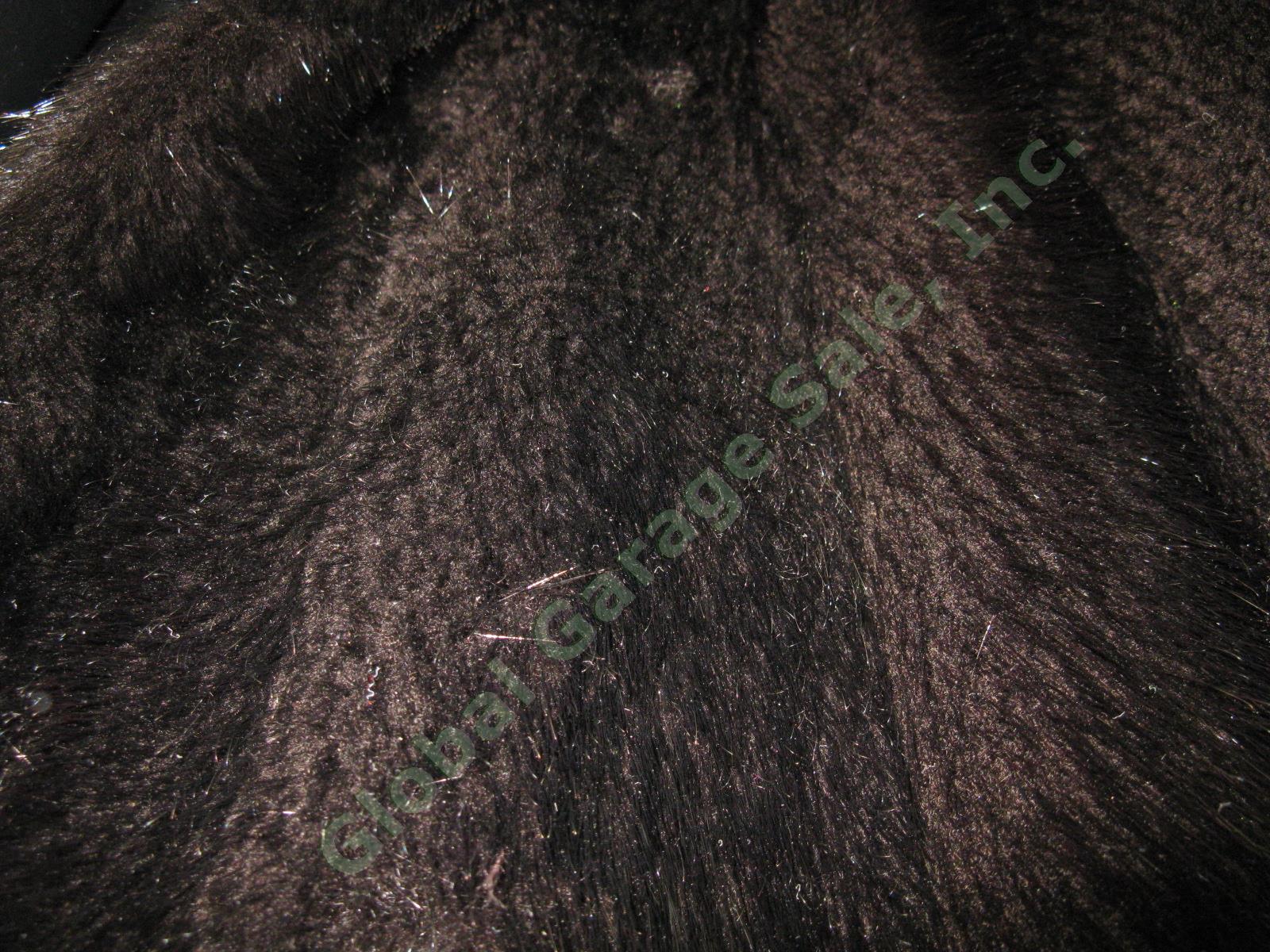 Ladies Womens Vtg Antique Black Mink Fur 3/4 Length Long Warm Winter Coat Size 8 2