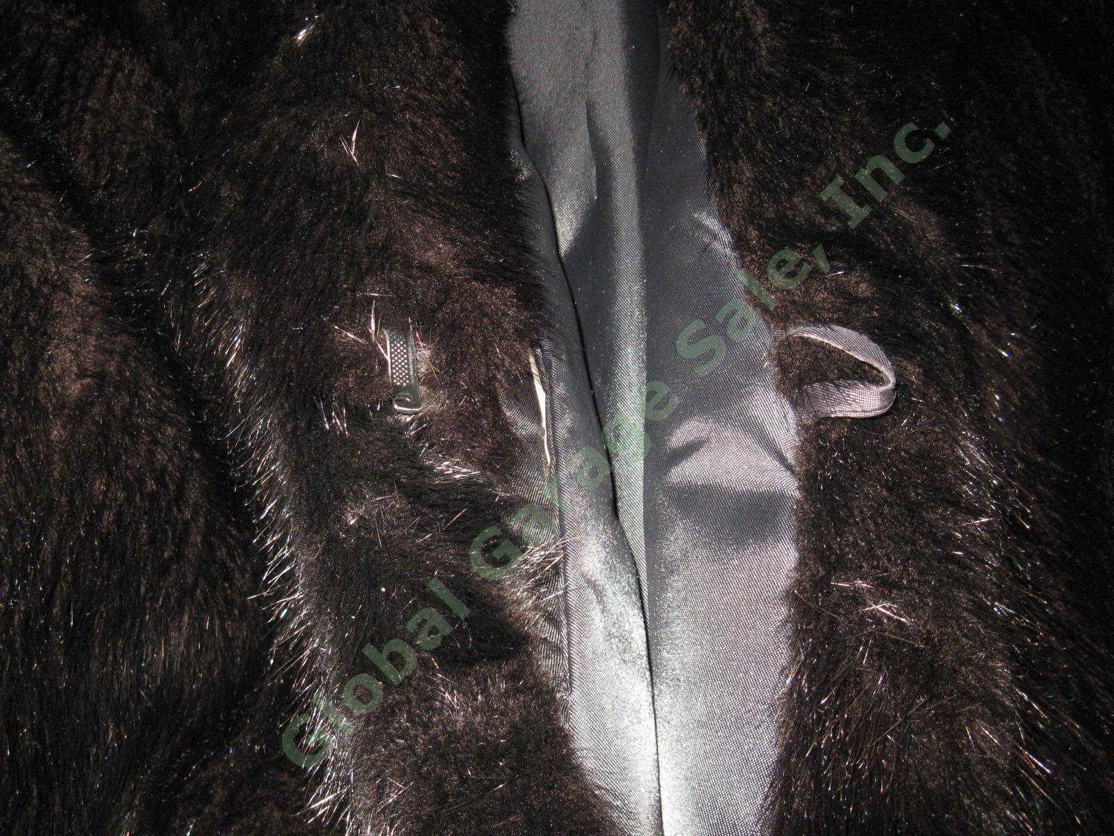 Ladies Womens Vtg Antique Black Mink Fur 3/4 Length Long Warm Winter Coat Size 8 3