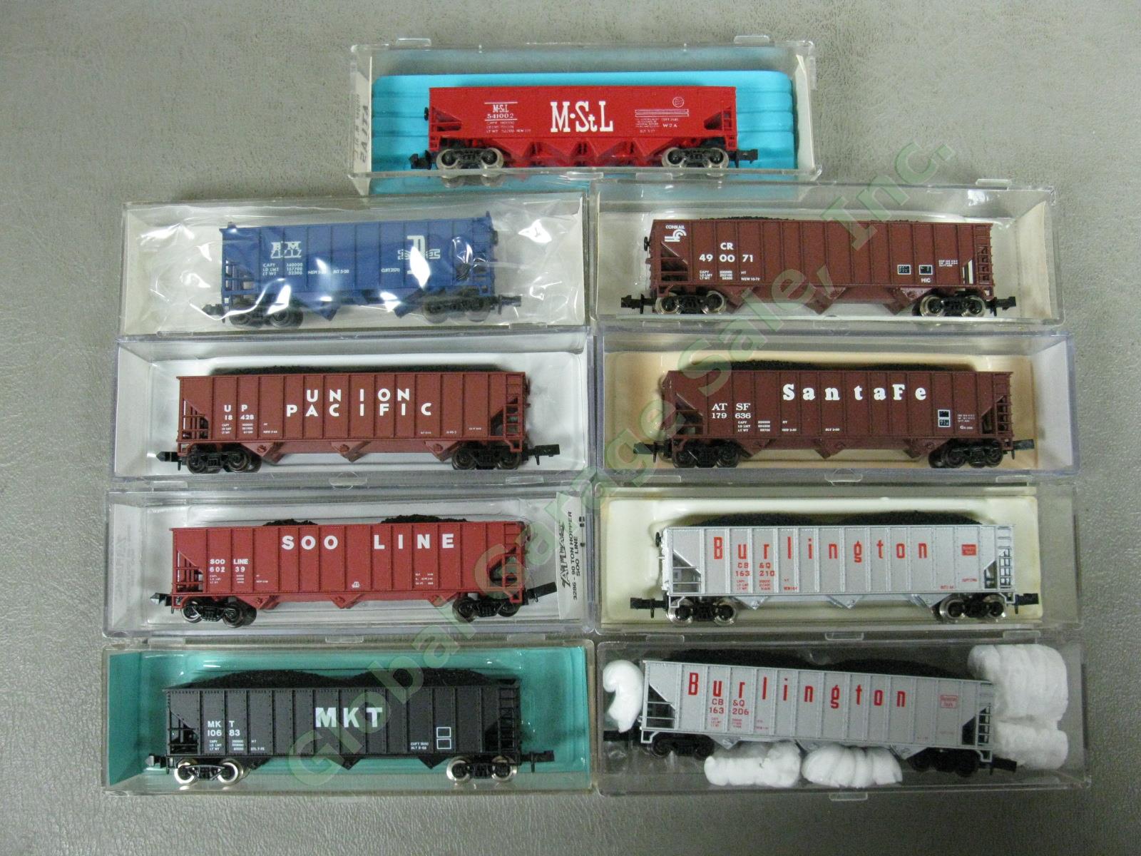 9 Atlas N 90 Ton Hopper Loaded Ore Train Cars Set Lot Missouri Pacific Santa Fe