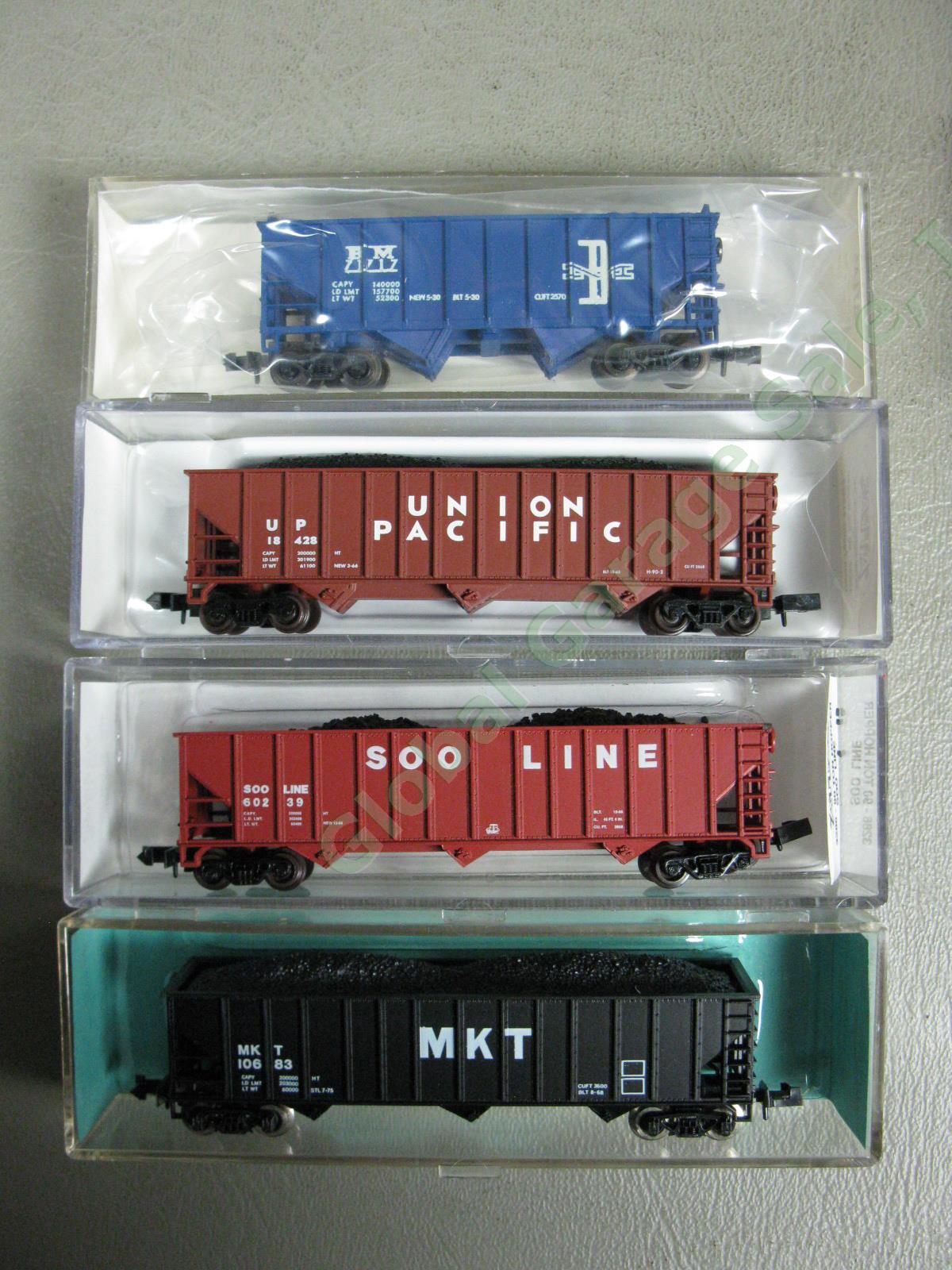 9 Atlas N 90 Ton Hopper Loaded Ore Train Cars Set Lot Missouri Pacific Santa Fe 1