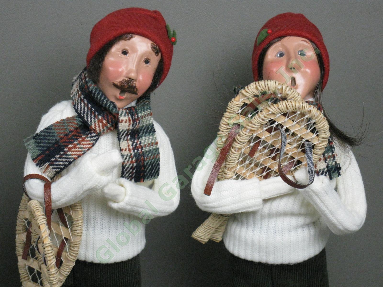 Vtg Byers Choice Carolers Lot Adults With Snowshoes +Boy Skis Signed Ltd Edition 1