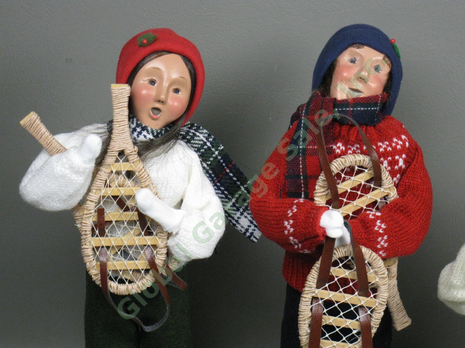 Vtg Byers Choice Carolers Lot Adults With Snowshoes +Boy Skis Signed Ltd Edition 3
