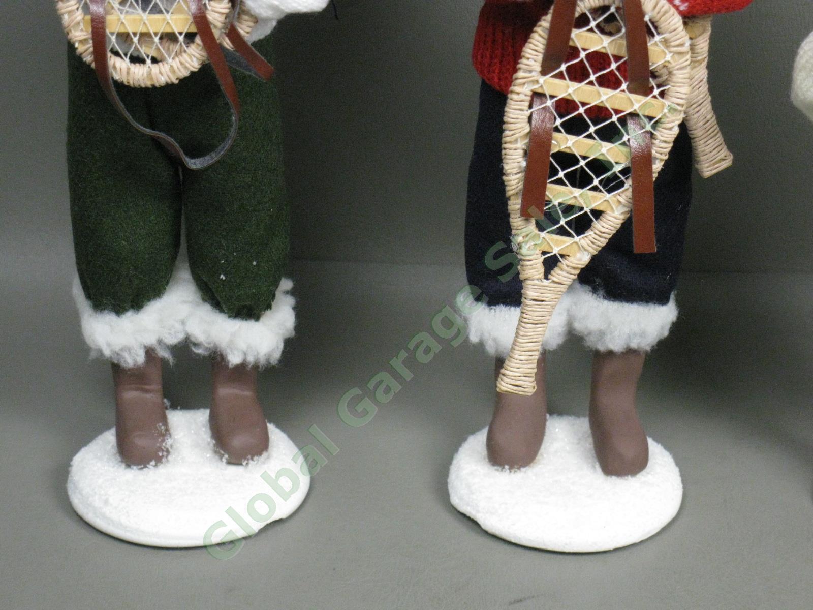 Vtg Byers Choice Carolers Lot Adults With Snowshoes +Boy Skis Signed Ltd Edition 4