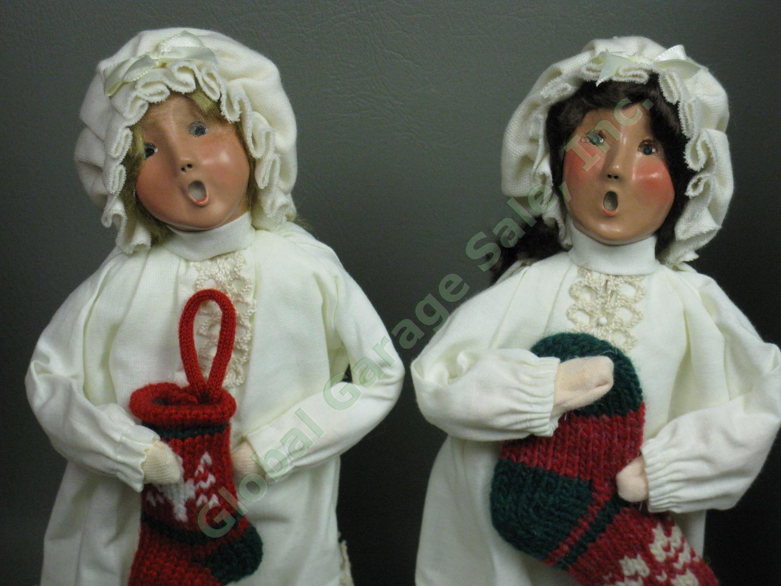 4 Signed Byers Choice Carolers Lot Child Girl With Stocking Man Woman Candle NR! 1