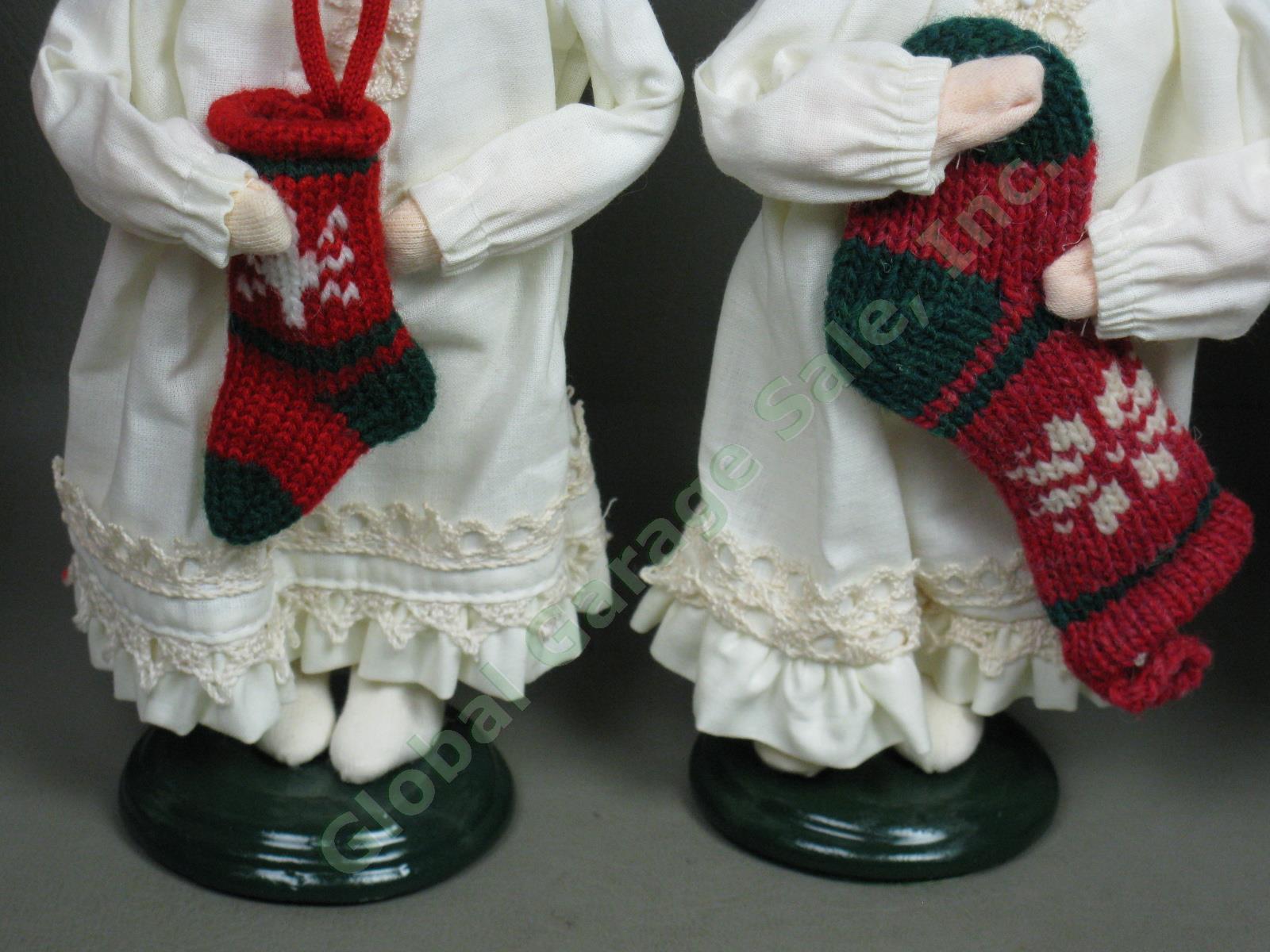 4 Signed Byers Choice Carolers Lot Child Girl With Stocking Man Woman Candle NR! 2
