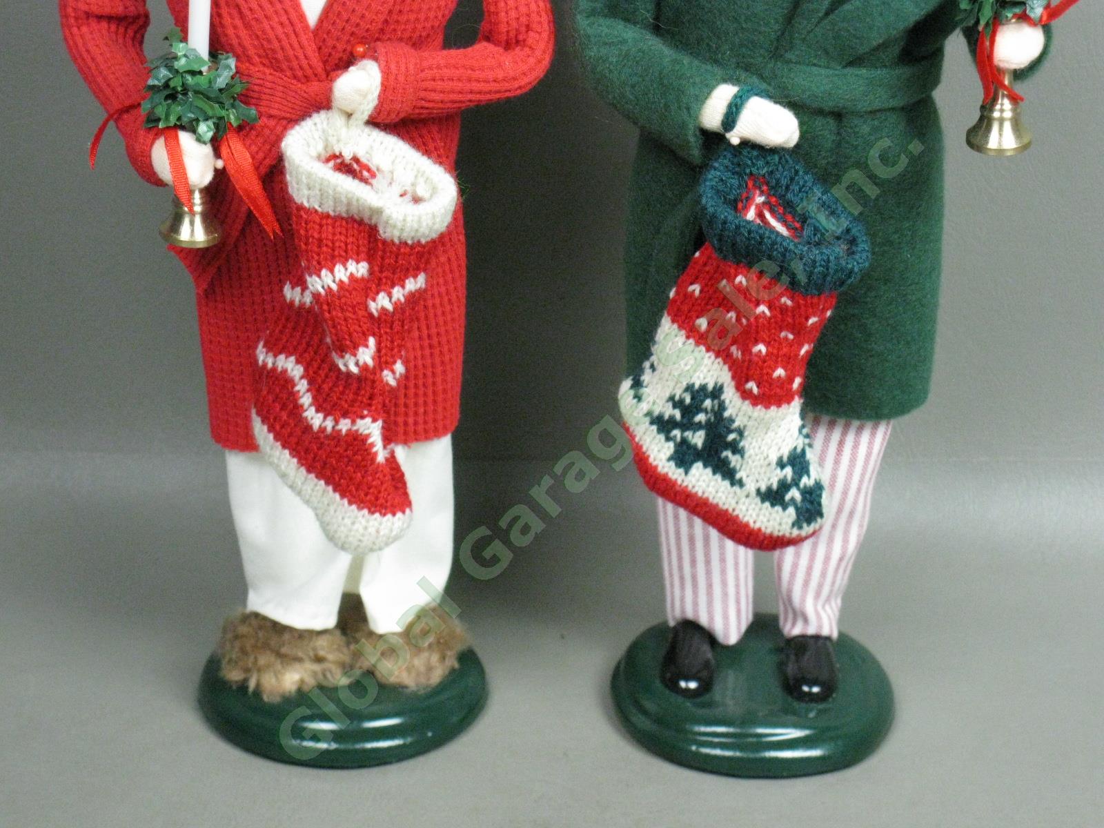4 Signed Byers Choice Carolers Lot Child Girl With Stocking Man Woman Candle NR! 4