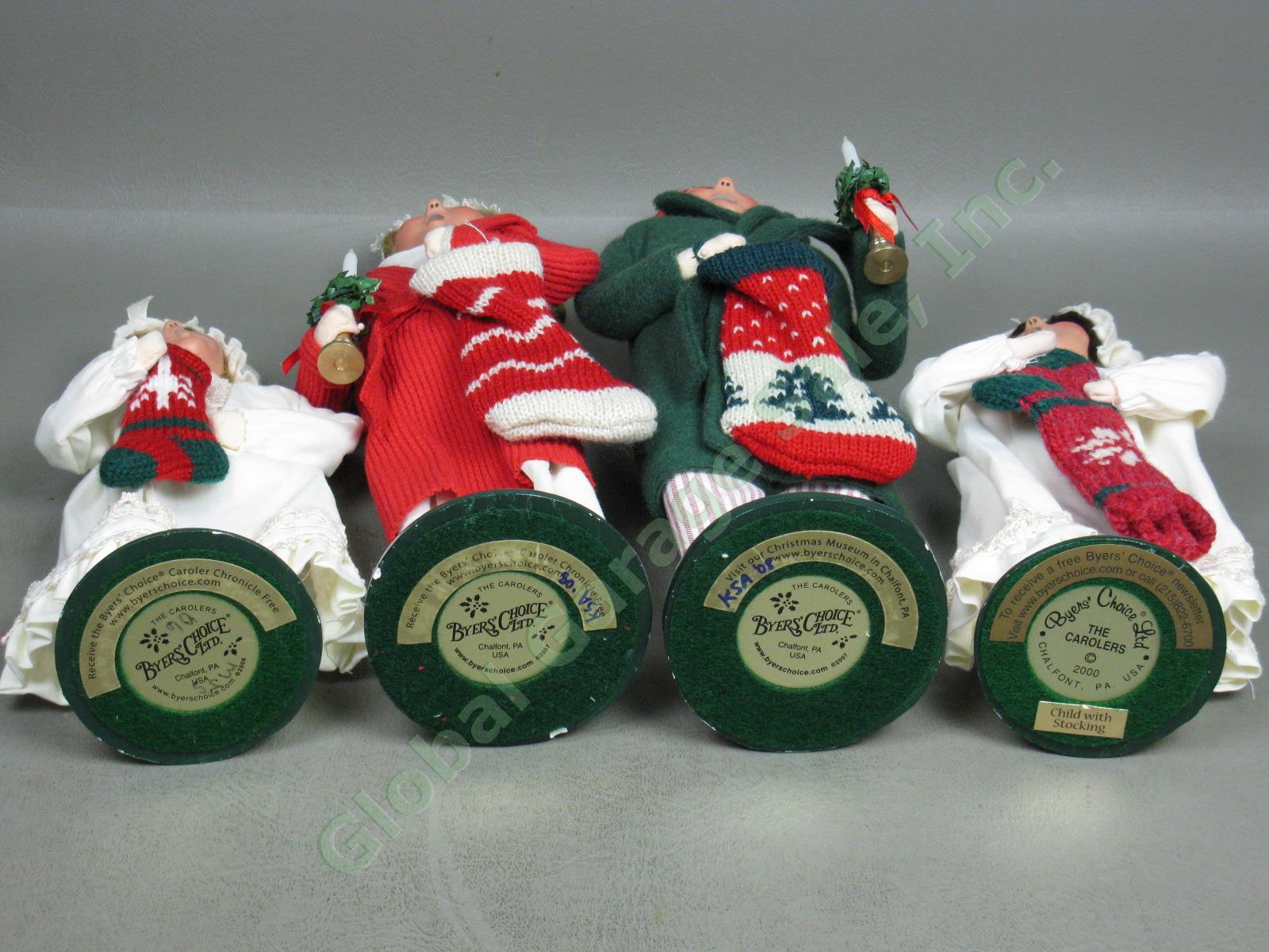 4 Signed Byers Choice Carolers Lot Child Girl With Stocking Man Woman Candle NR! 6