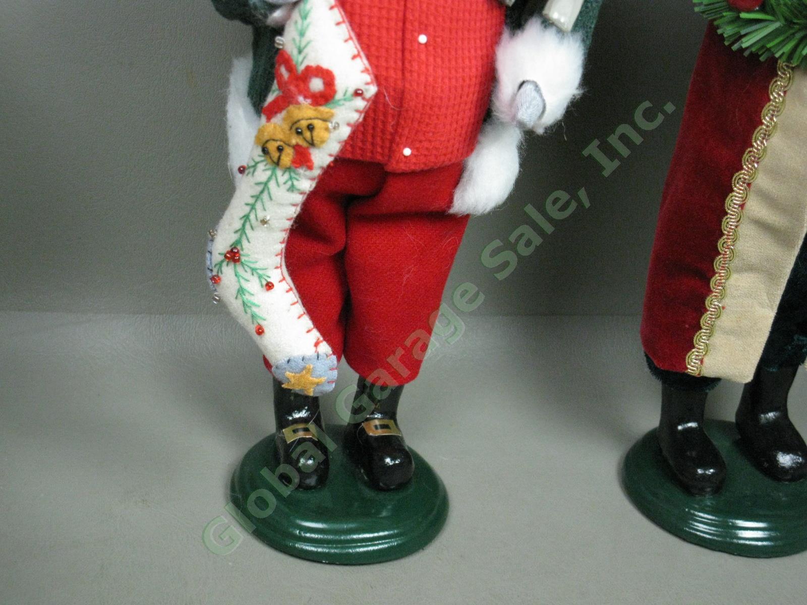 4 Byers Choice Carolers Lot Santa + Mrs Claus Woman With Sleigh + Reindeer NR! 4