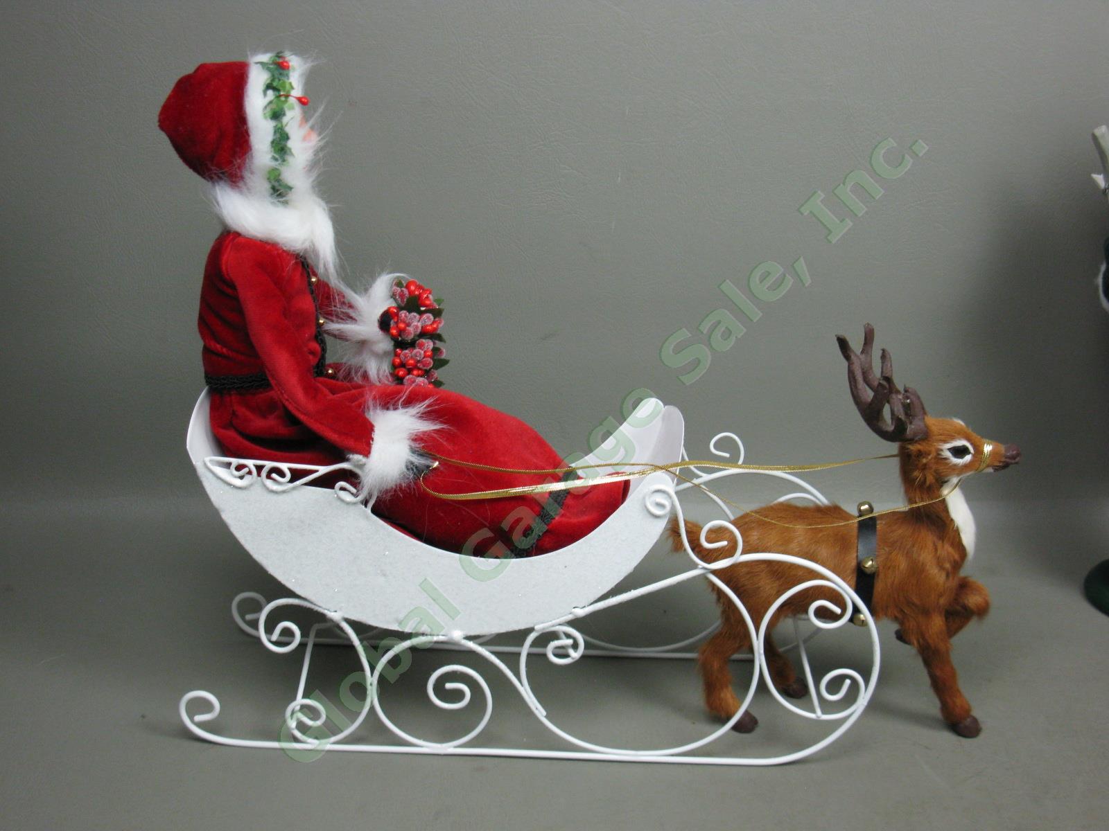 4 Byers Choice Carolers Lot Santa + Mrs Claus Woman With Sleigh + Reindeer NR! 6