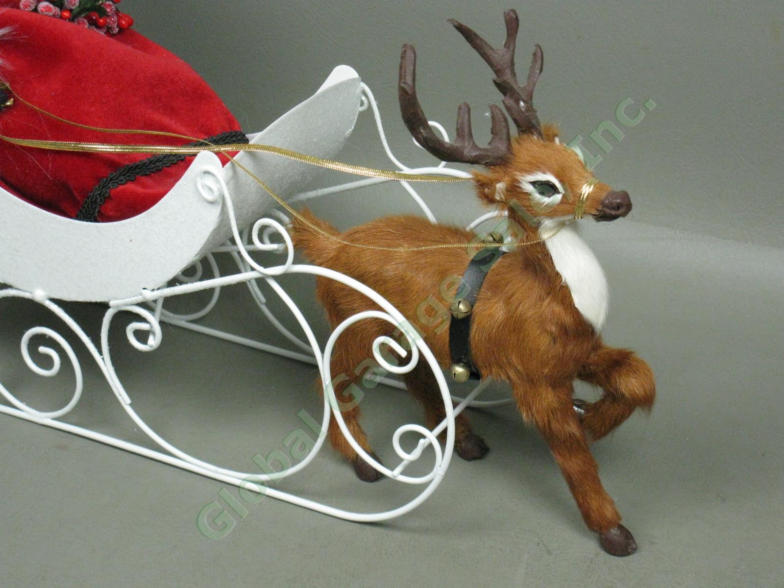 4 Byers Choice Carolers Lot Santa + Mrs Claus Woman With Sleigh + Reindeer NR! 7