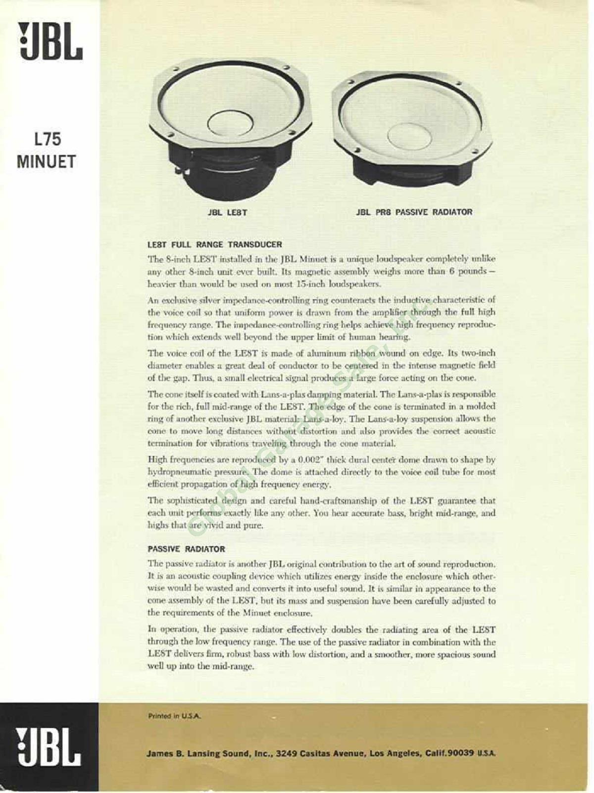 Vtg ~1967 James B Lansing JBL L75 Minuet Bookshelf Speakers Consecutive Serial # 14