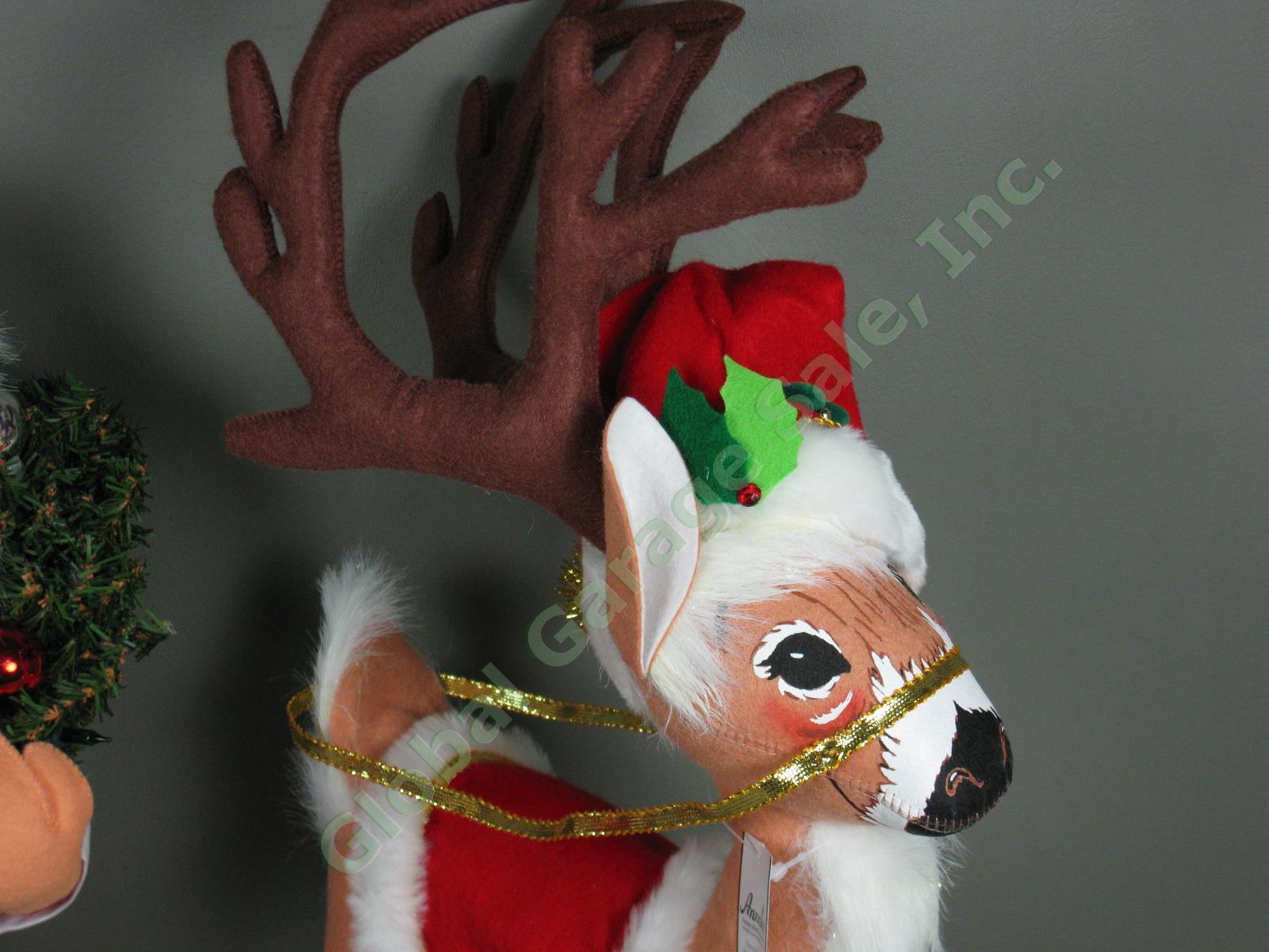 Annalee Xmas Lot 18" Santa Claus Yuletide Wreath Mrs Holly Berry 16" Reindeer NR 3