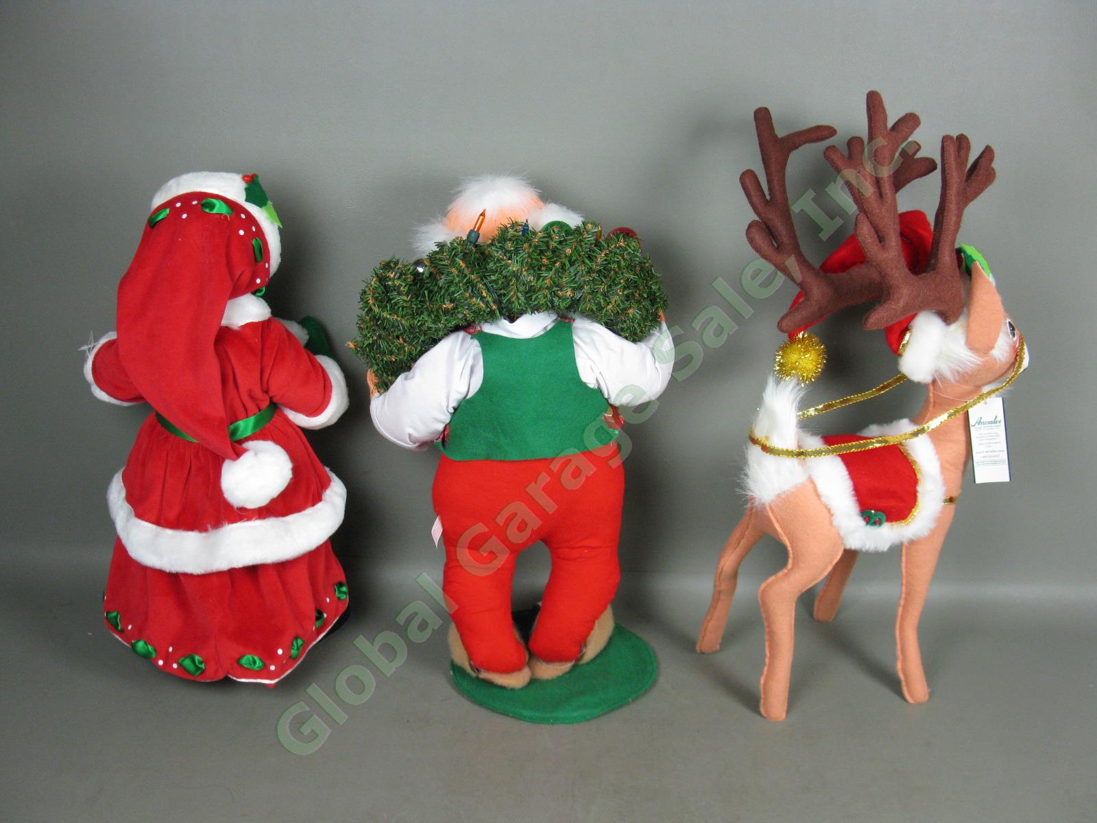 Annalee Xmas Lot 18" Santa Claus Yuletide Wreath Mrs Holly Berry 16" Reindeer NR 4