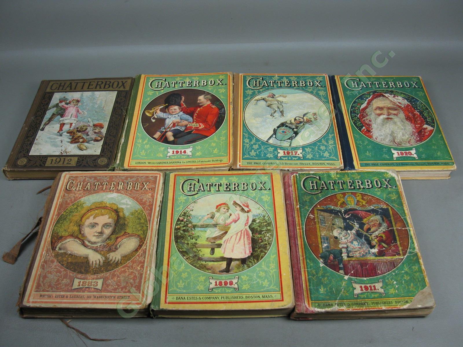 Rare Vtg Antique Chatterbox Kid Book Set Lot 1883 1899 1911 1912 1914 1917 1920 2