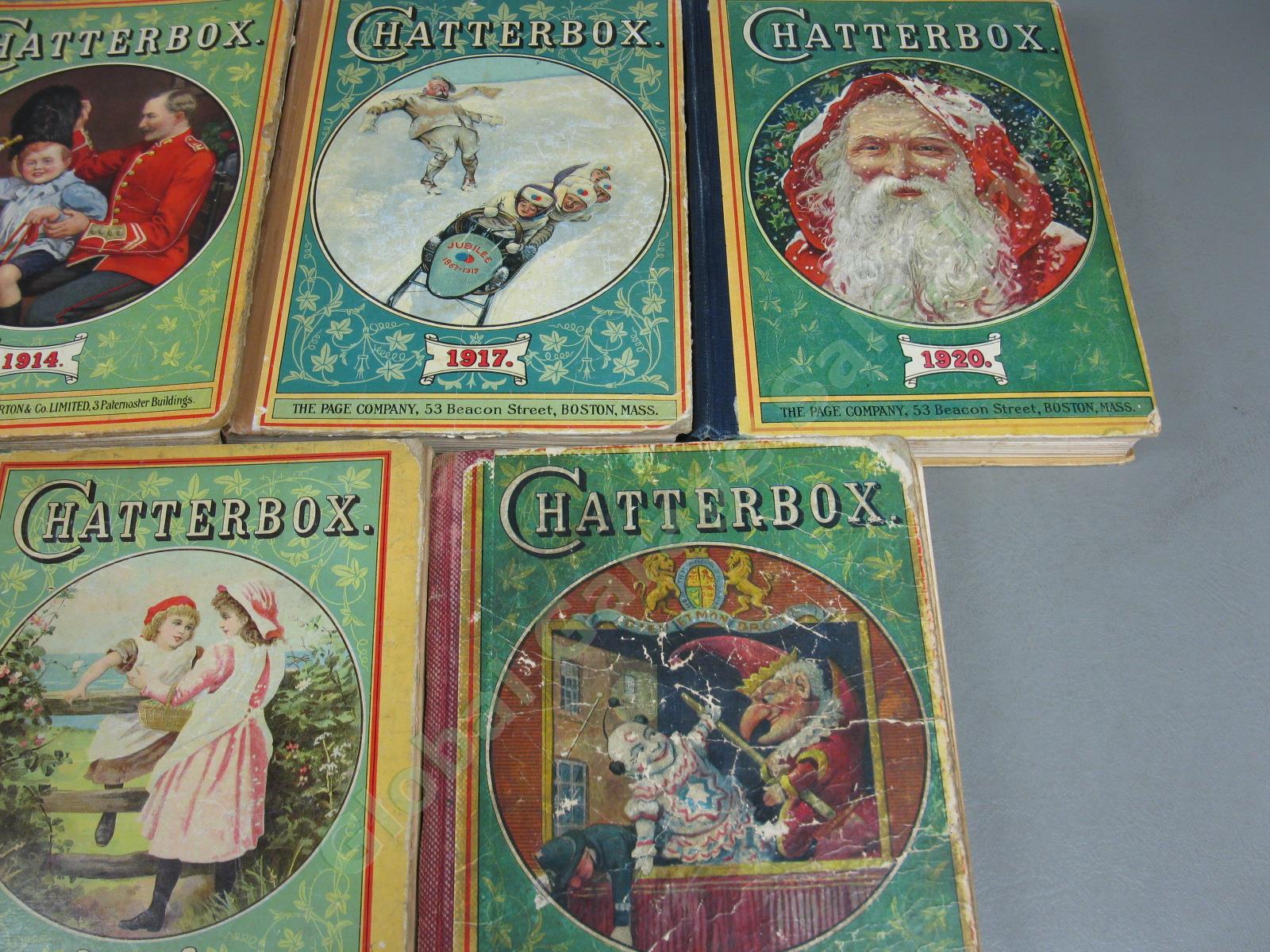 Rare Vtg Antique Chatterbox Kid Book Set Lot 1883 1899 1911 1912 1914 1917 1920 4