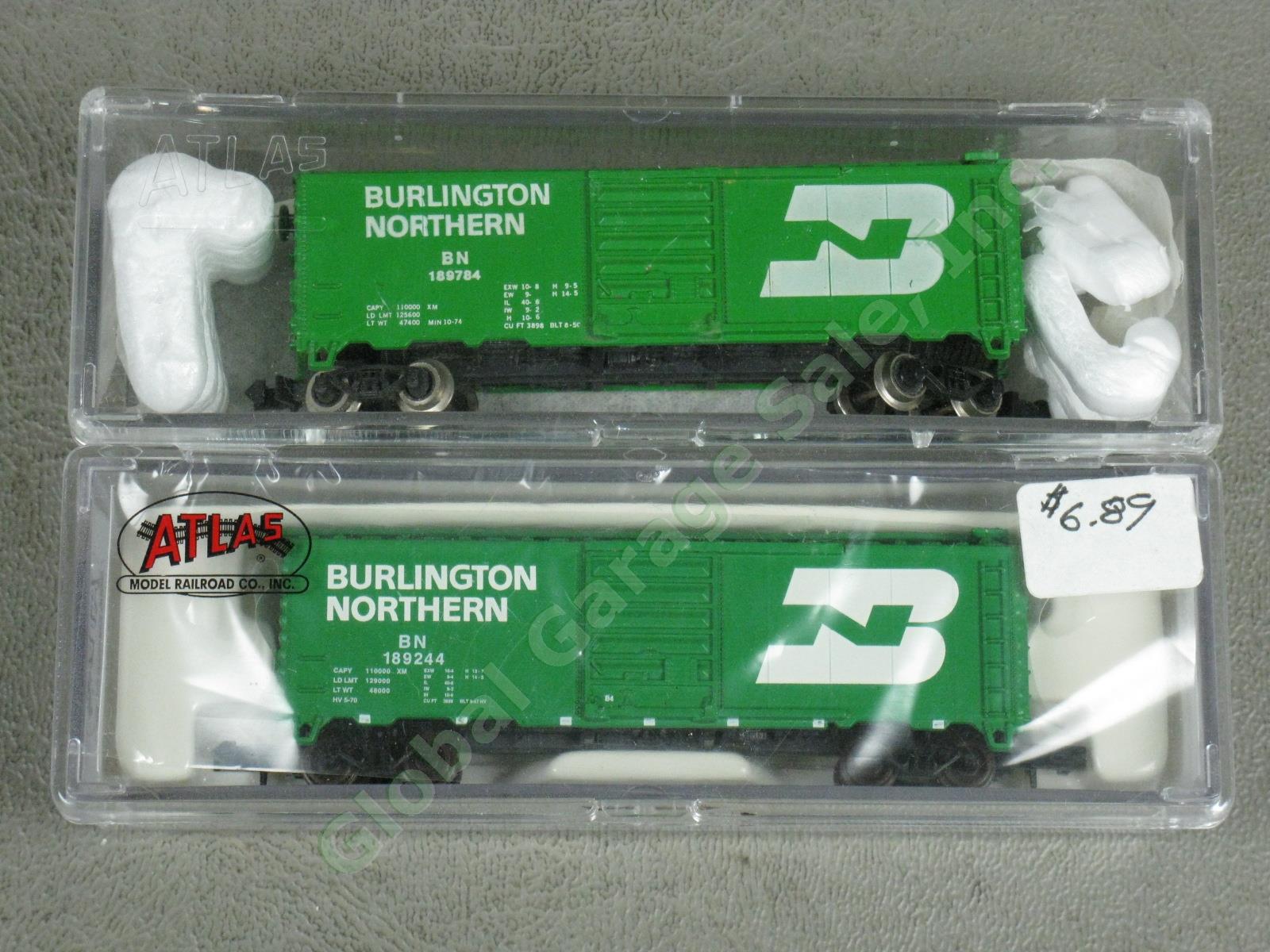10 Atlas Burlington Northern Train Cars Lot 40 50 Foot Box 70-Ton Ore Centerflow 2