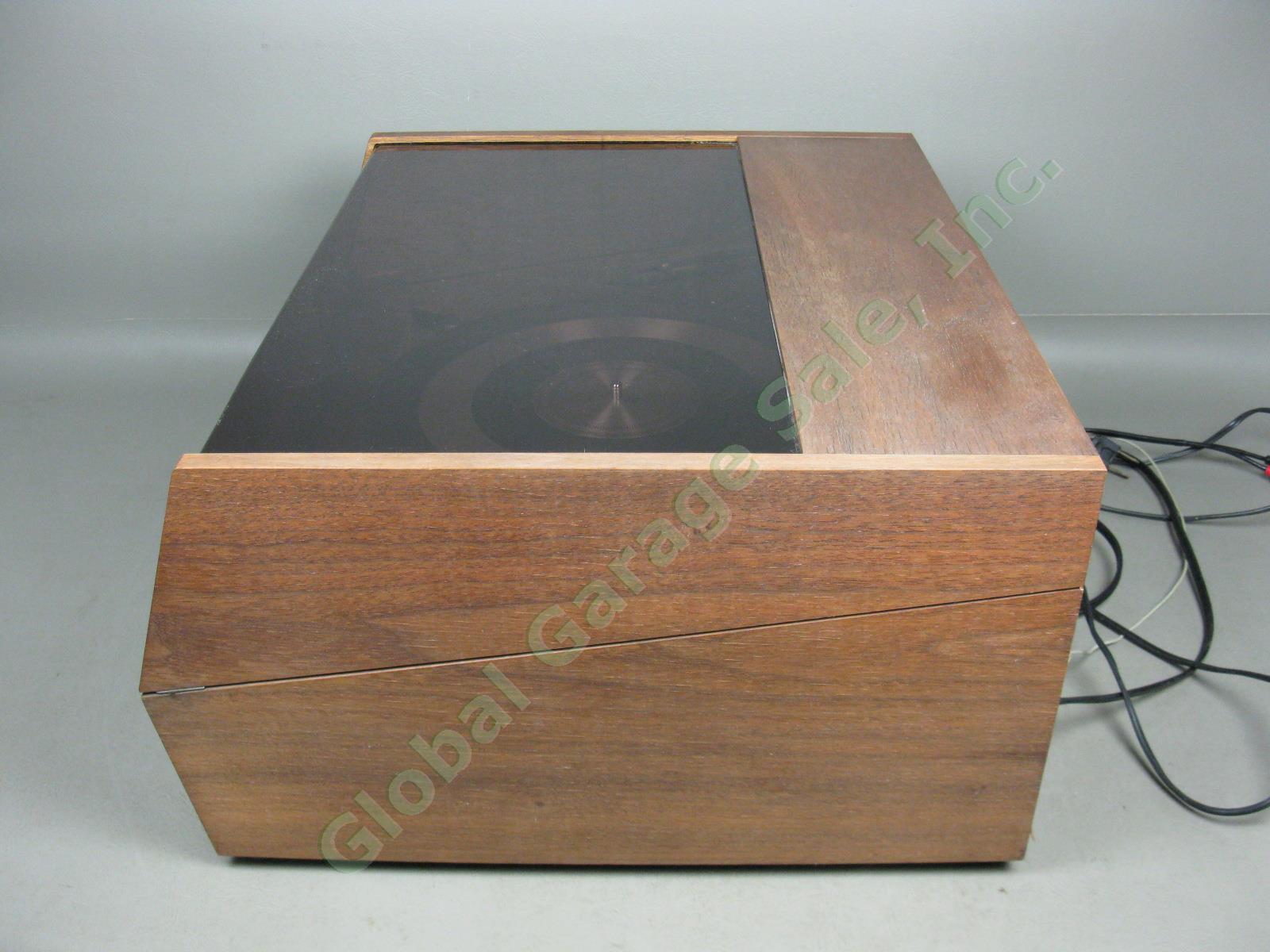 Vtg Dual 1219 Turntable + Wood Plinth Dust Cover Display Cabinet Case Manual Lot 7