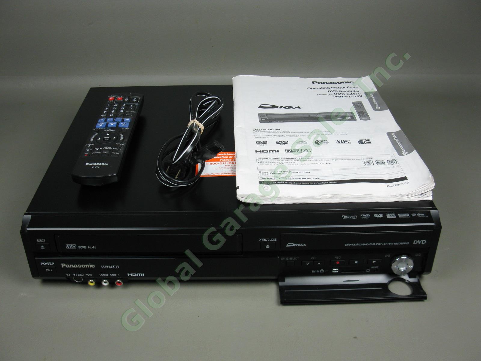 Panasonic DMR-EZ475V VHS VCR To DVD Recorder HDMI SD Card Player Combo + Remote+