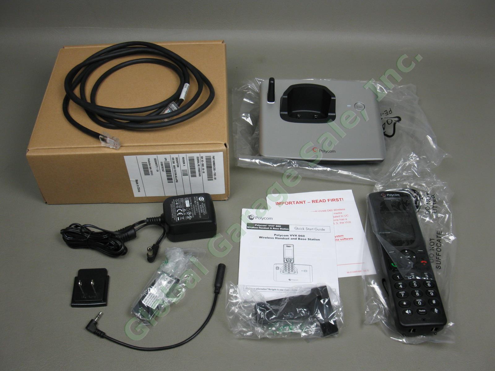 New Polycom VVX D60 Wireless VoIP Phone Handset +2200-17823-001 Base Station AC