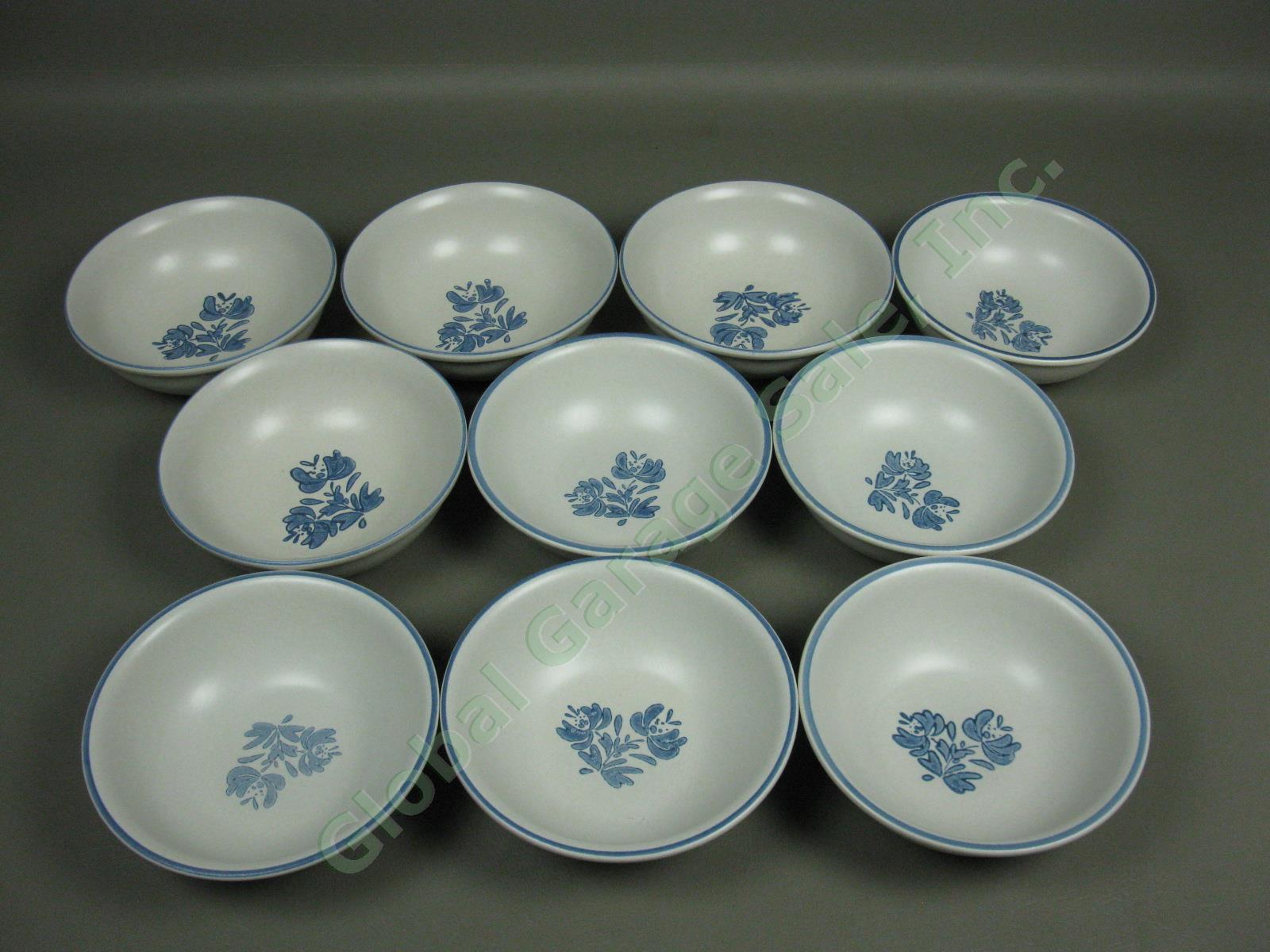 10 Pfaltzgraff Yorktowne USA Blue Gray Floral 6" Soup Cereal Bowls Set Lot EUC!!