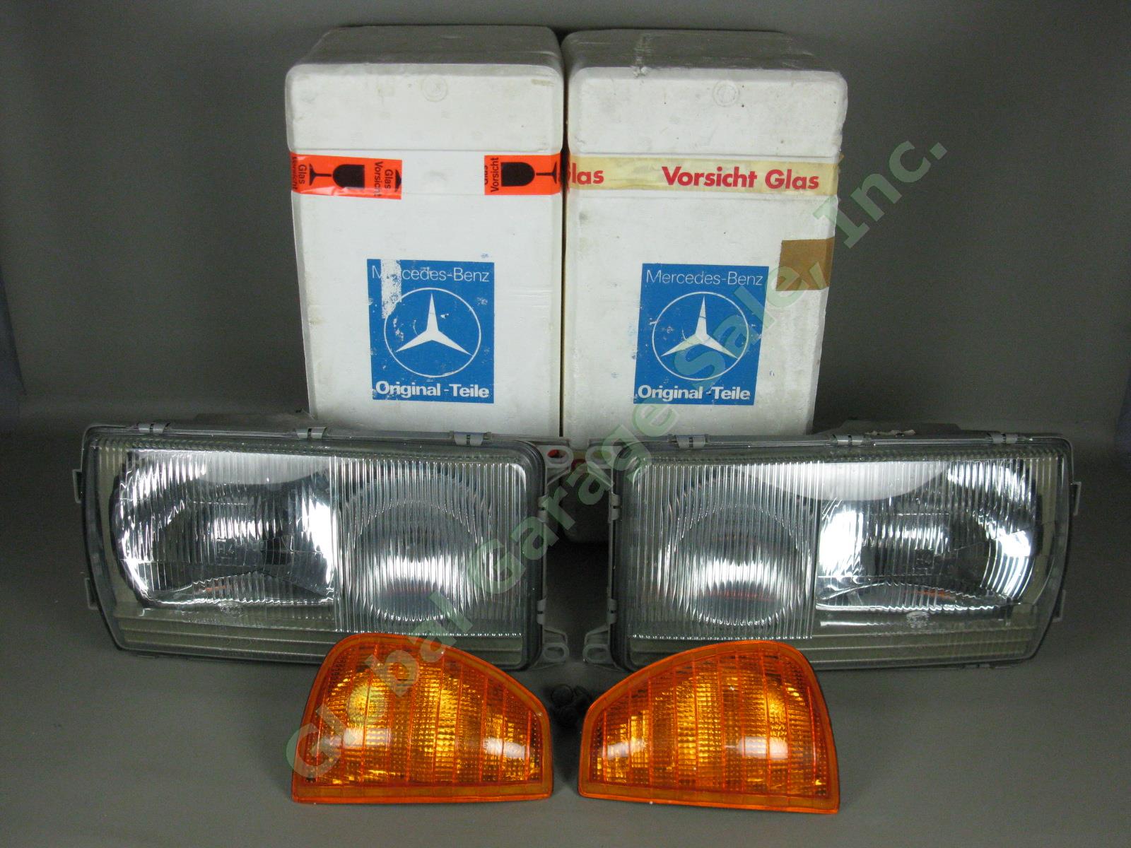 Vtg Mercedes Benz W123 OEM Hella Euro Headlights Left Right + Turn Signals EXC++