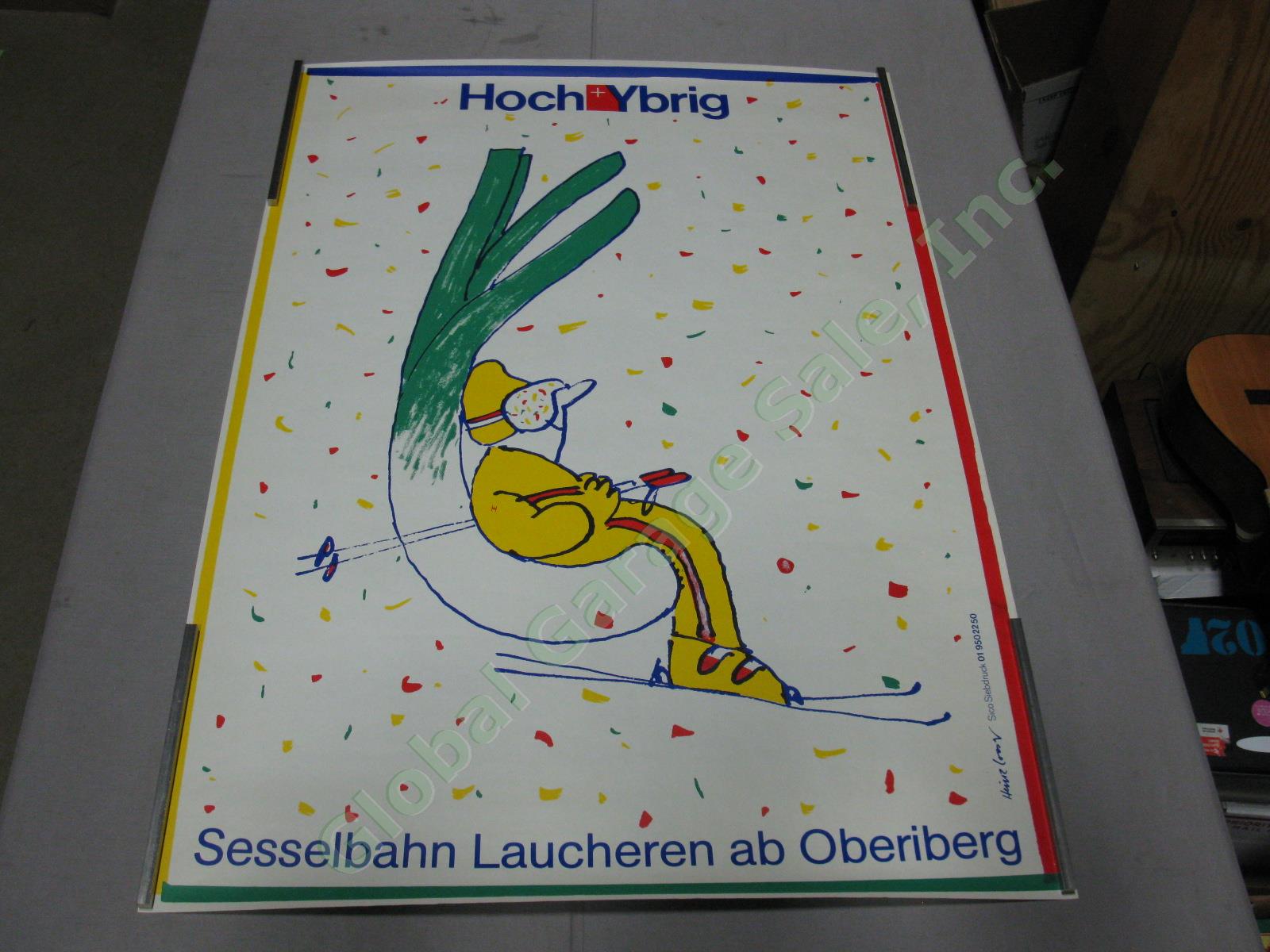 Vtg 1970s Swiss Travel Poster Hoch-Ybrig Resort Laucheren Ski Lift Chairlift NR!