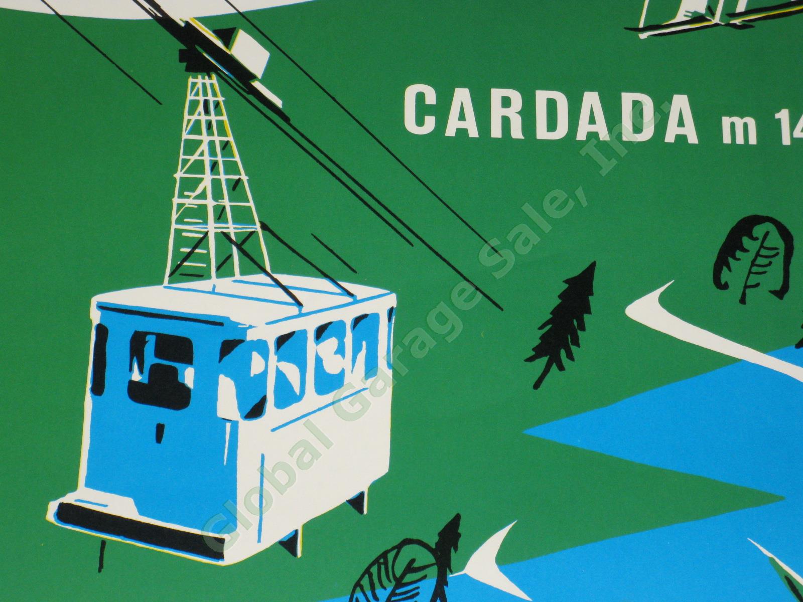 Vtg 1950s Swiss Travel Poster Locarno Ticino Switzerland Cog Railway Cable Car 4