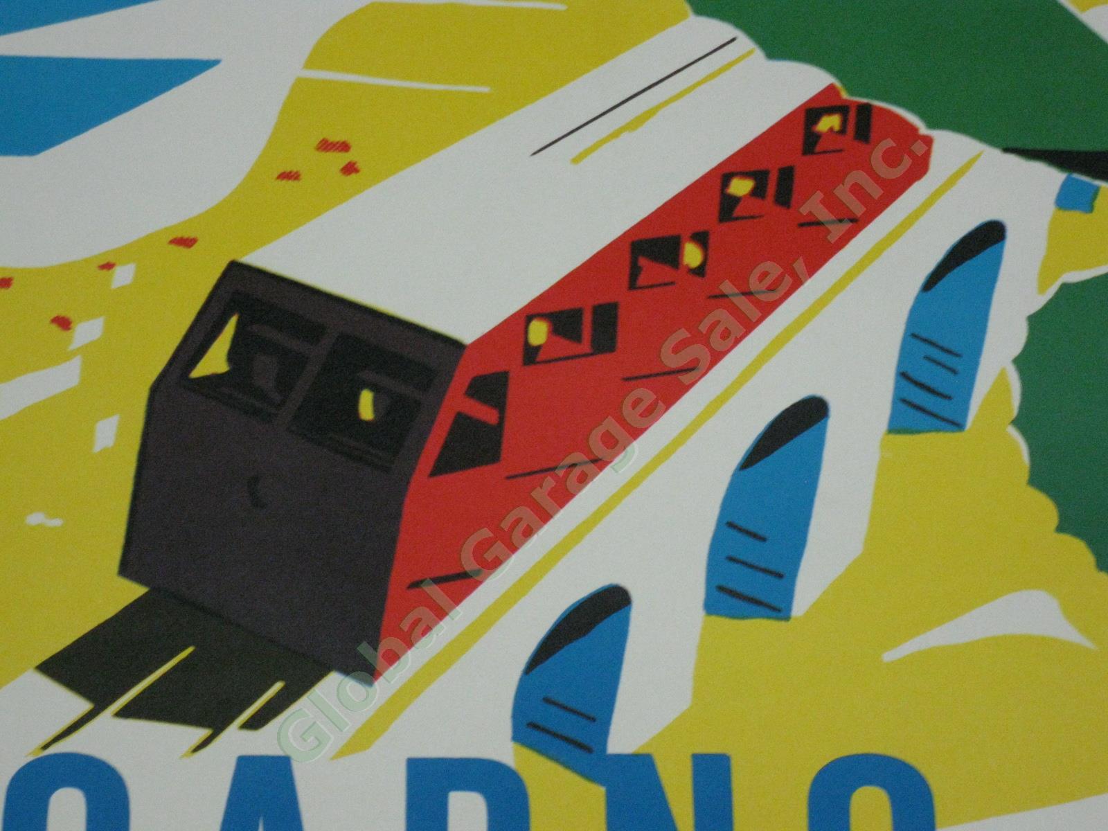 Vtg 1950s Swiss Travel Poster Locarno Ticino Switzerland Cog Railway Cable Car 5