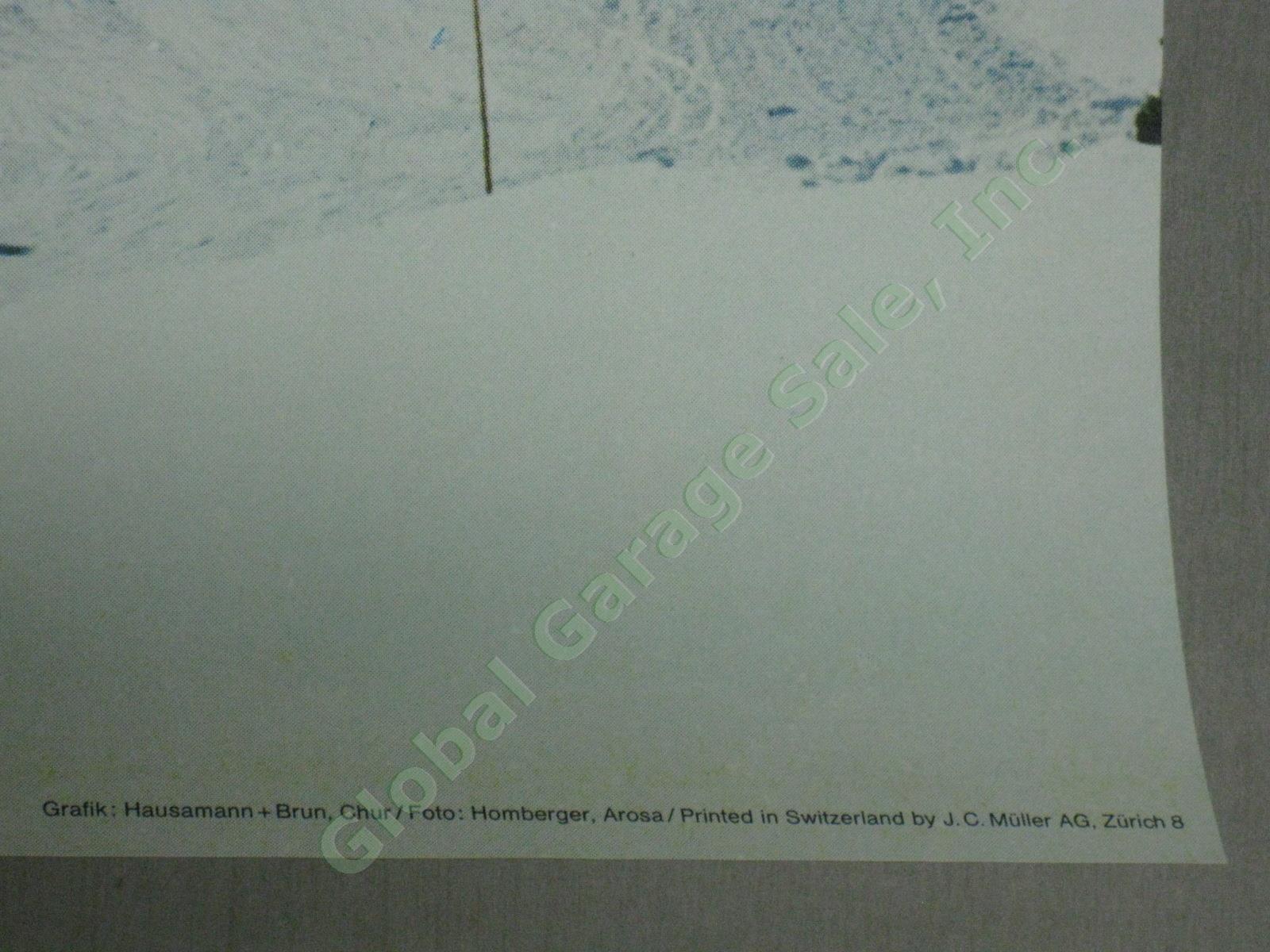 Rare Vtg 1960s Swiss Travel Ski Poster Savognin Resort Grisons Chairlift Skiing 6