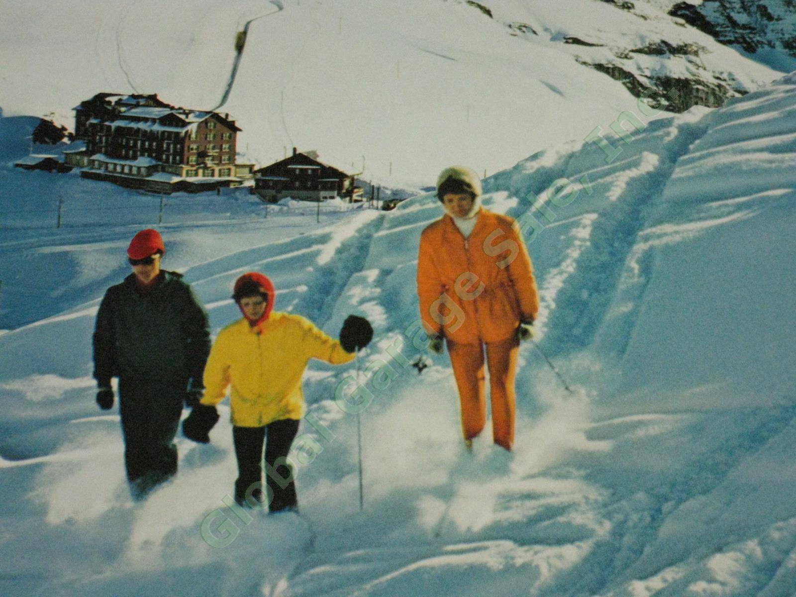 Vtg 50s Travel Ski Poster Kleine Scheidegg Jungfrau Berner Oberland Switzerland 3