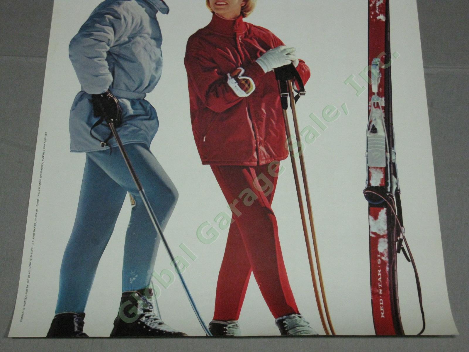 Vtg 1960s Swiss Travel Ski Poster Grindelwald First Bogner Clothing Switzerland 2