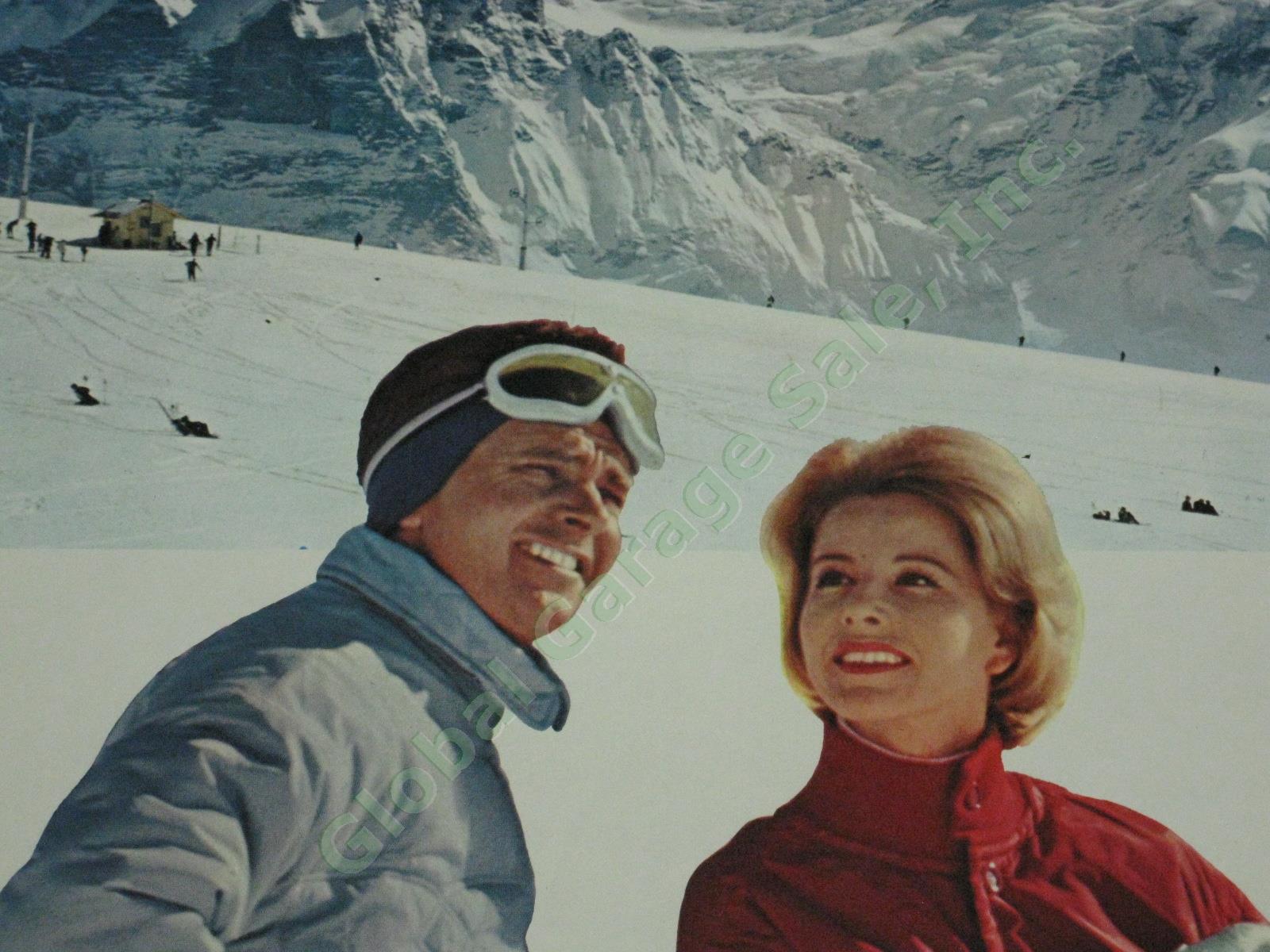 Vtg 1960s Swiss Travel Ski Poster Grindelwald First Bogner Clothing Switzerland 3
