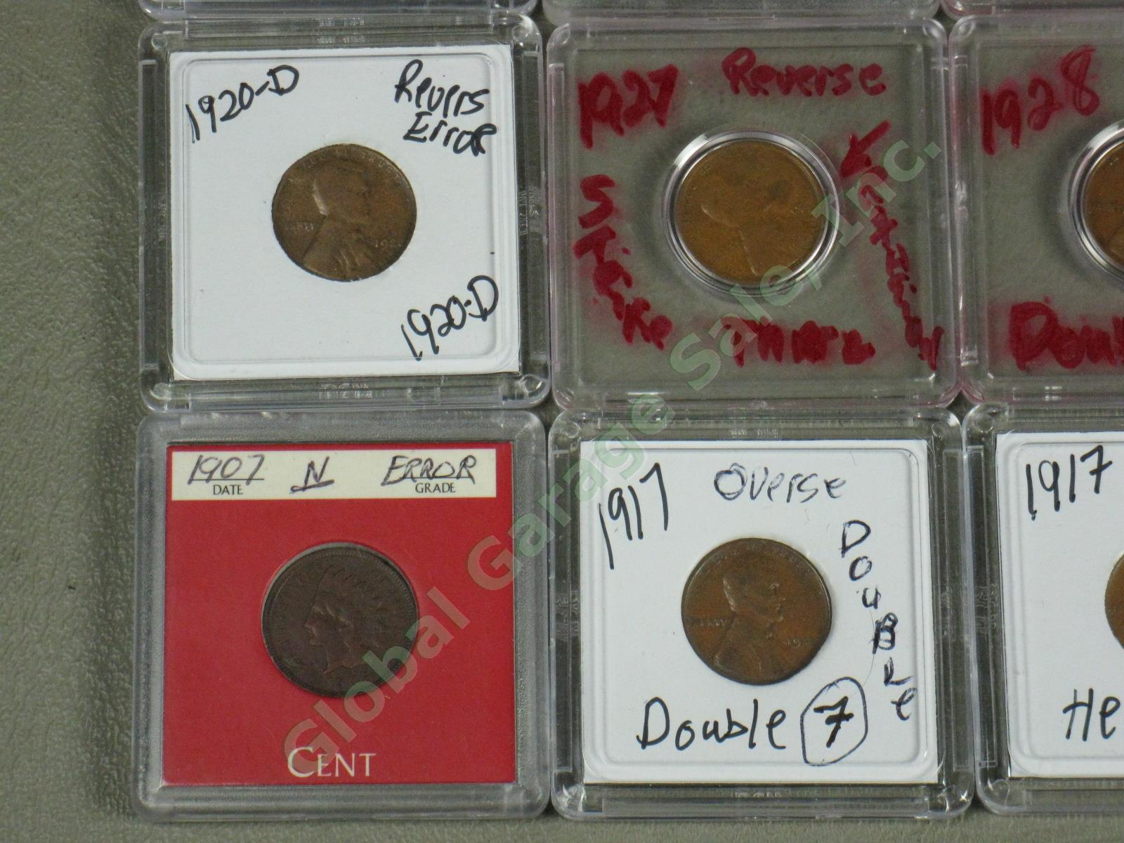 36 US Penny Mint Error Lot 12 UNC 1907 1917 1969-S ++ Doubles Die Cracks Wide AM 1